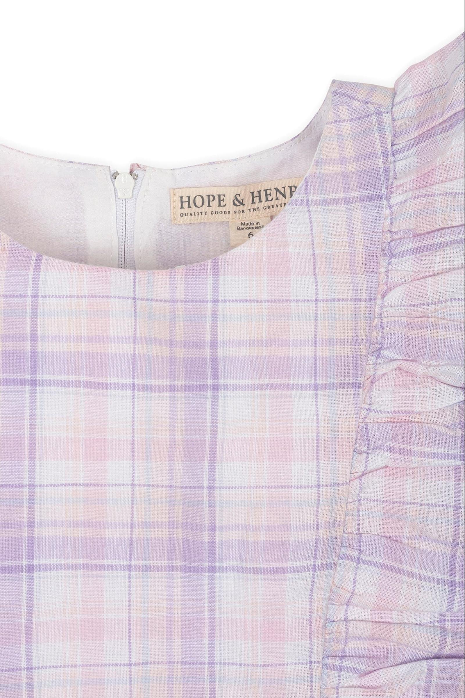 Hope & Henry Monet Plaid Linen Flutter Sleeve Pinafore Dress, Toddler & Kids - Image 3