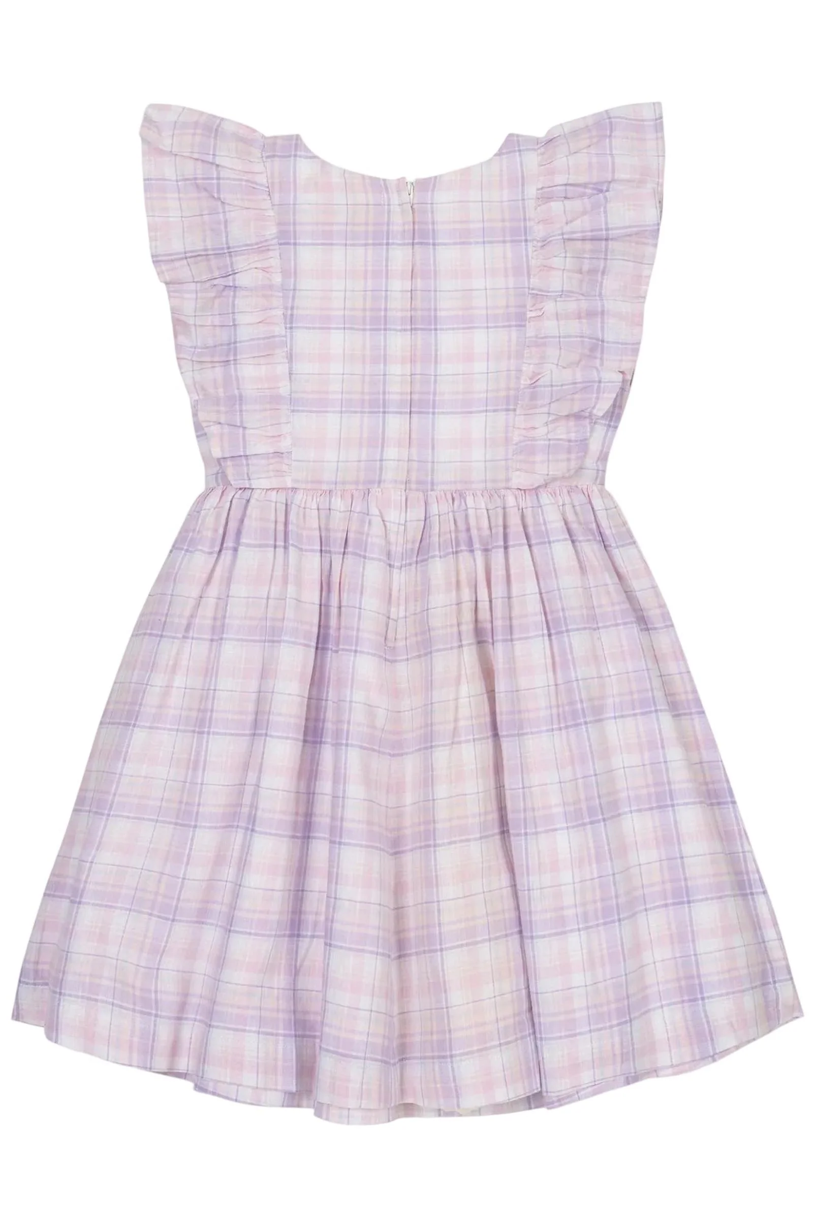 Hope & Henry Monet Plaid Linen Flutter Sleeve Pinafore Dress, Toddler & Kids - Image 4