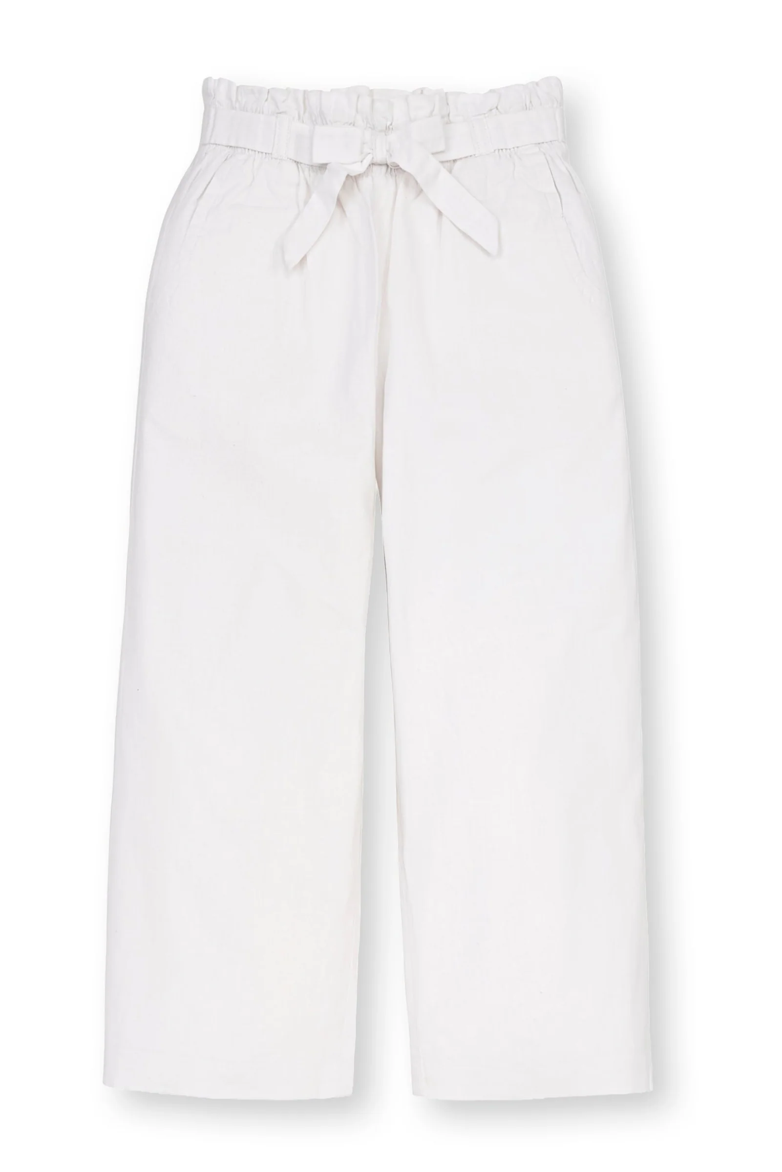 Hope & Henry Linen Paper Bag Tie-Waist Pant for Girls, White, Toddler & Kids - Image 2