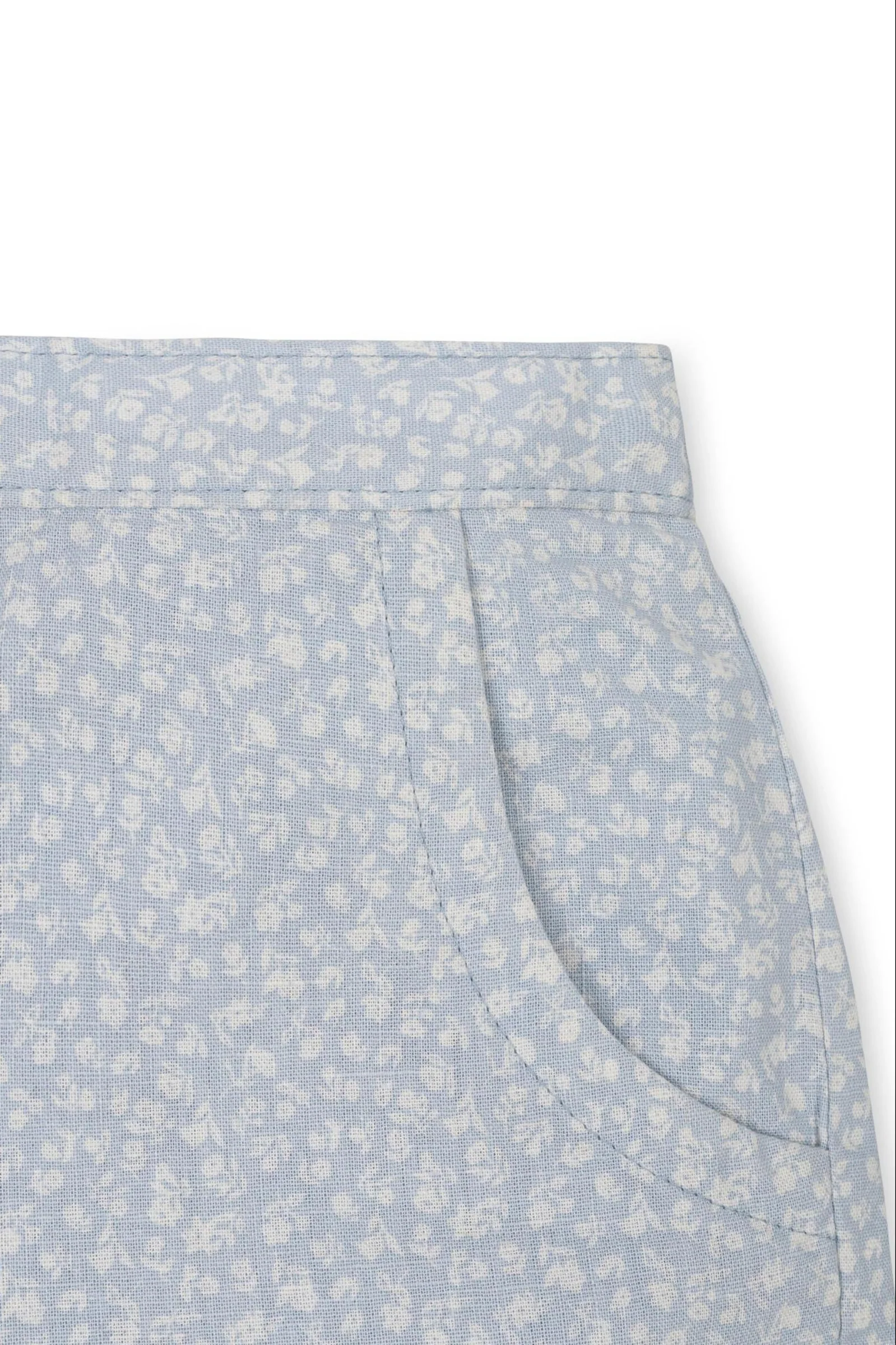 Hope & Henry Linen Pull-On Shorts for Girls, Blue Chateau Ditsy, Toddler & Kids - Image 3