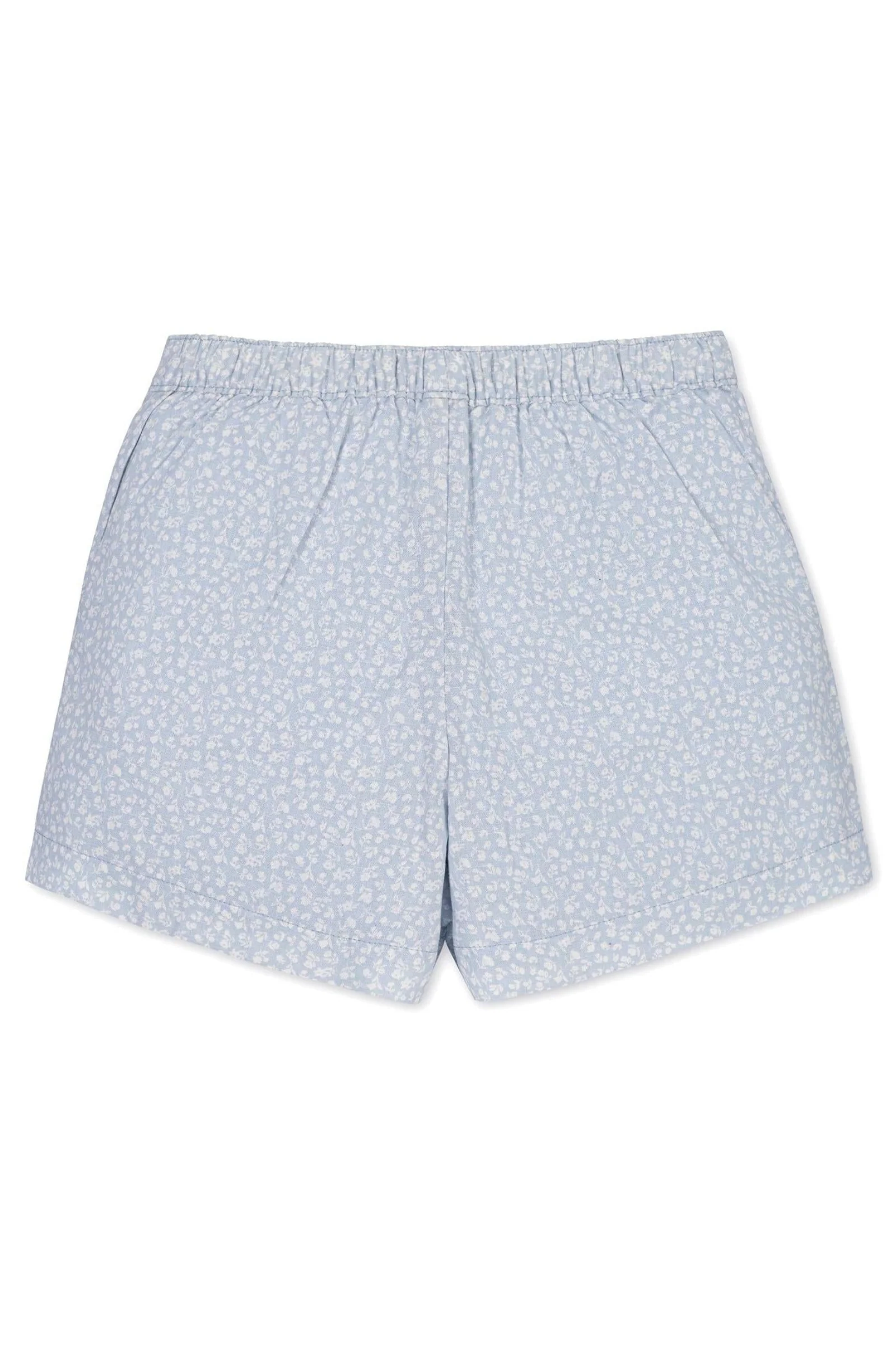 Hope & Henry Linen Pull-On Shorts for Girls, Blue Chateau Ditsy, Toddler & Kids - Image 4