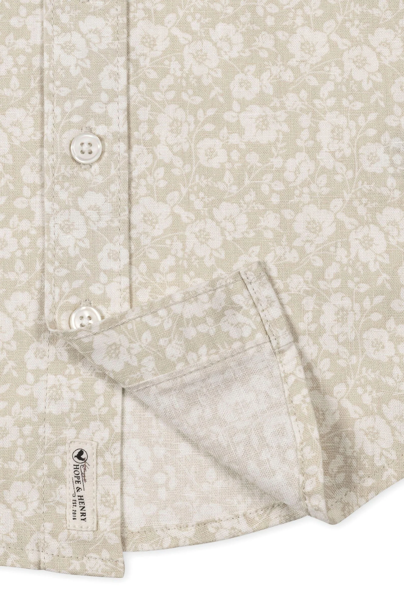 Hope & Henry Linen Short Sleeve Shirt, Sandy Floral, Sizes 2T-18 - Image 4
