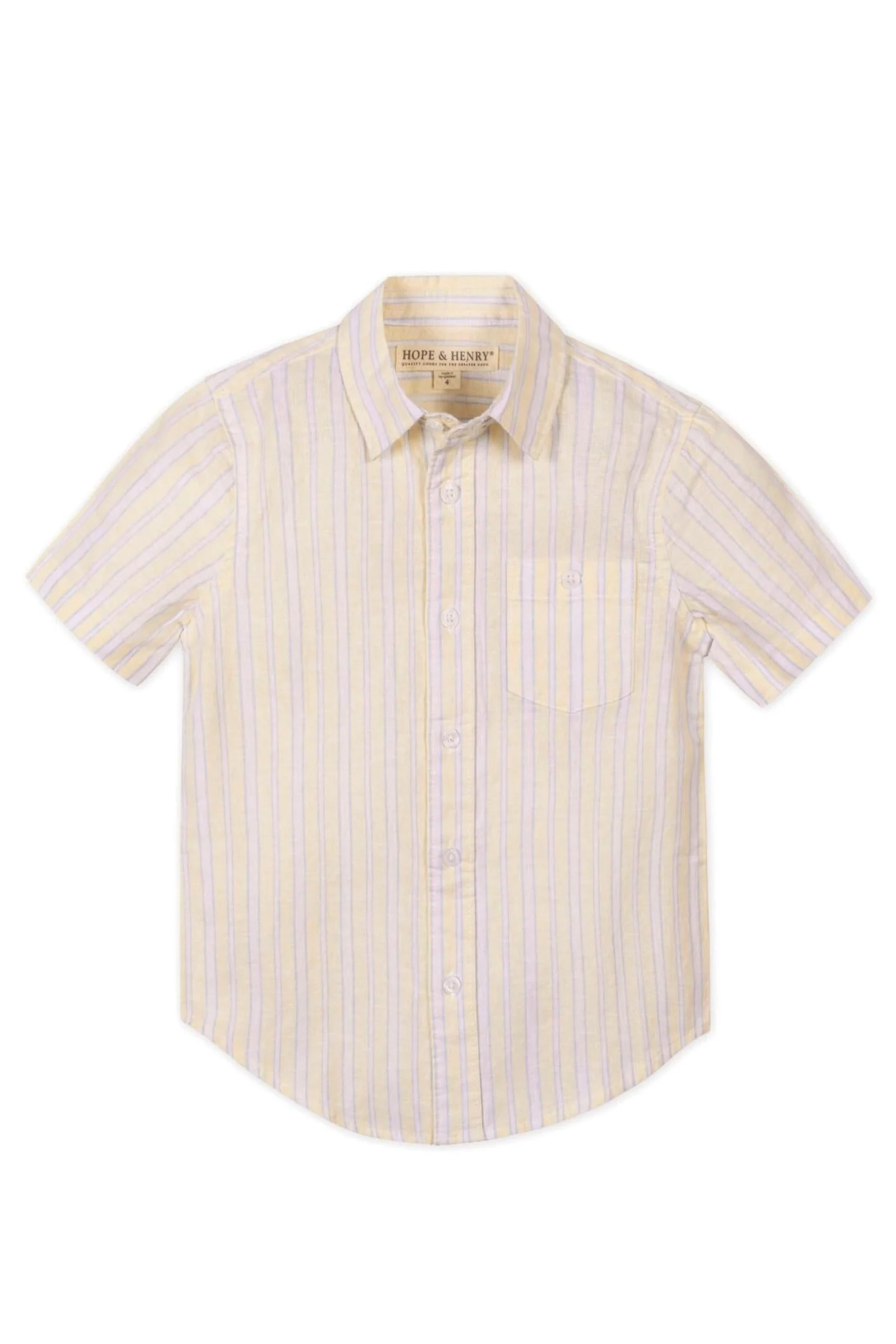 Hope & Henry Linen Short Sleeve Shirt for Boys, Sunlit Stripe, Sizes 2T-18 - Image 2