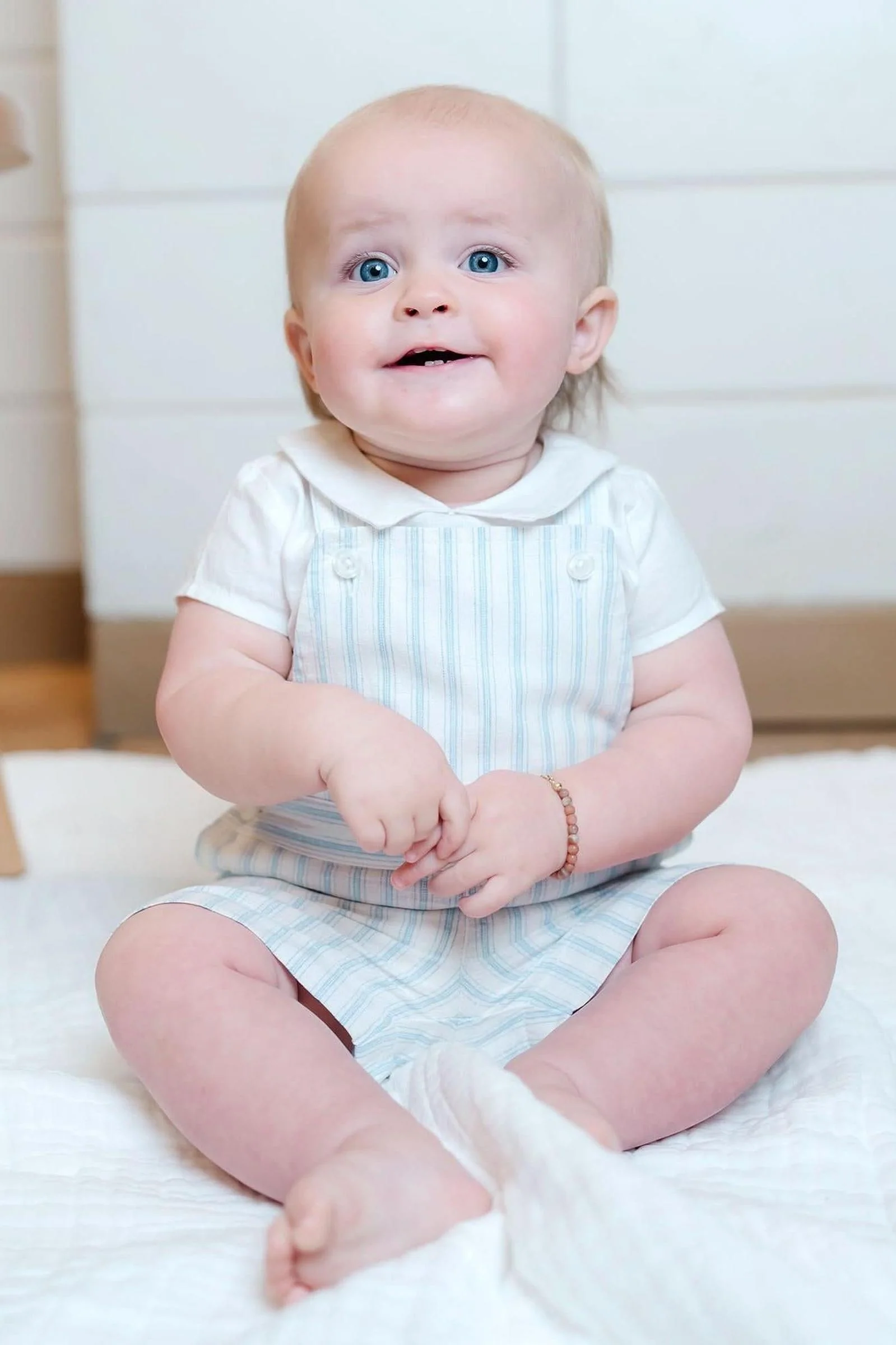 Baby Boy Linen Shortie Overall Set, Riviera Stripe - Image 3