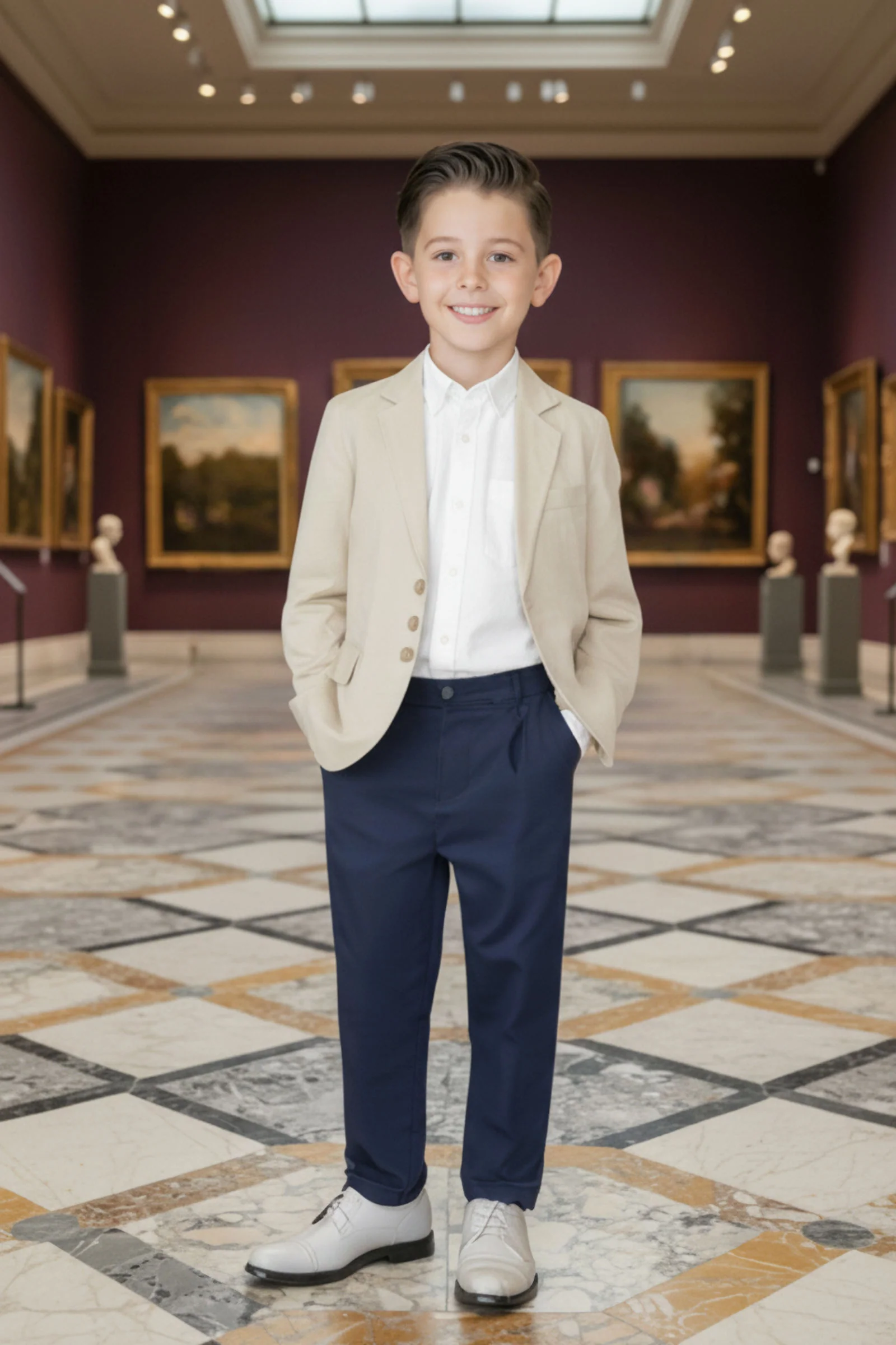 Hope & Henry Linen Suit Jacket for Boys, Beige, Sizes 2T-12