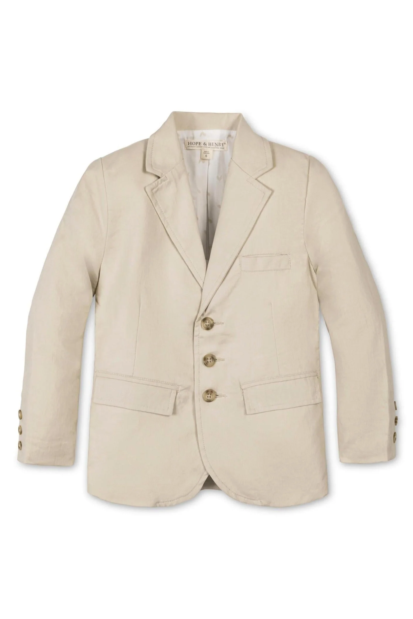 Hope & Henry Linen Suit Jacket for Boys, Beige, Sizes 2T-12 - Image 2