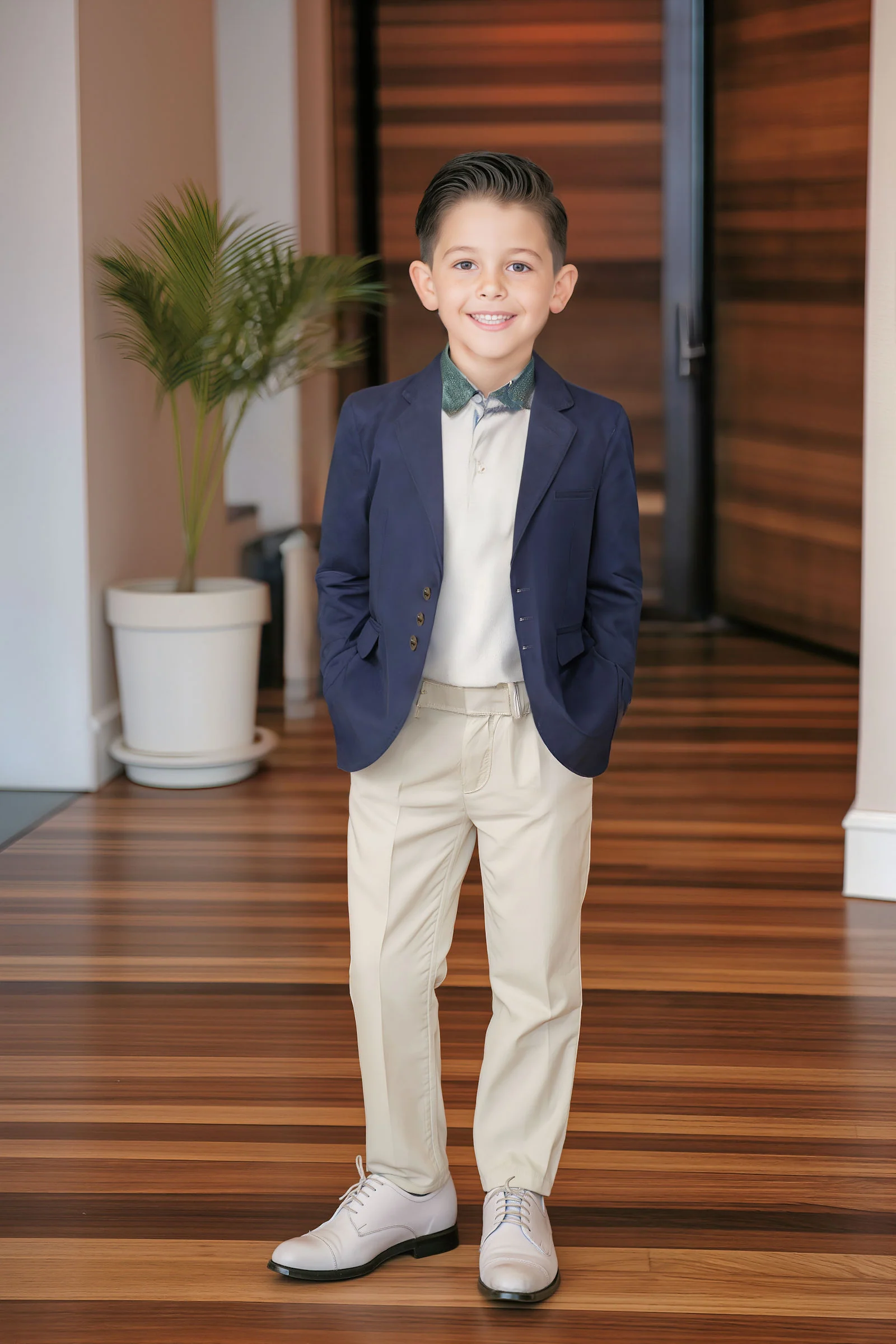 Hope & Henry Linen Suit Jacket for Boys, Navy, Sizes 2T-12
