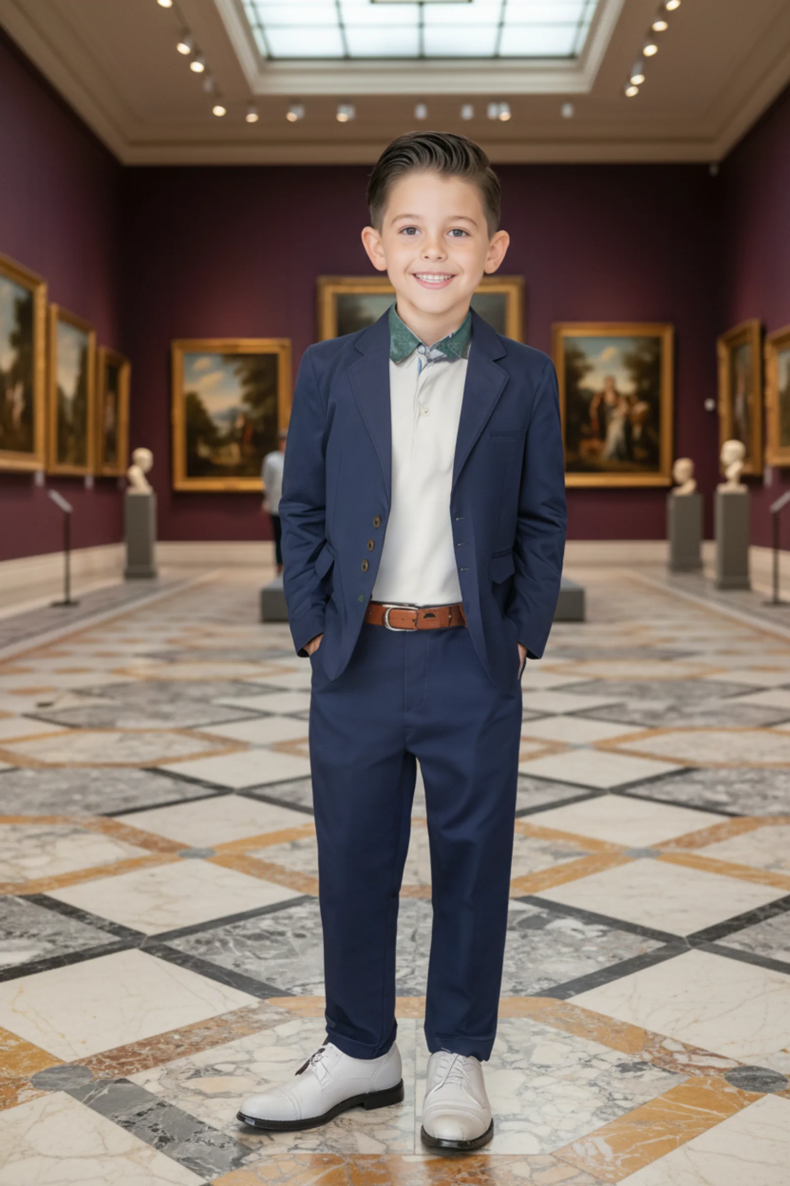 Hope & Henry Linen Suit Pants for Boys, Navy, Sizes 2T-16