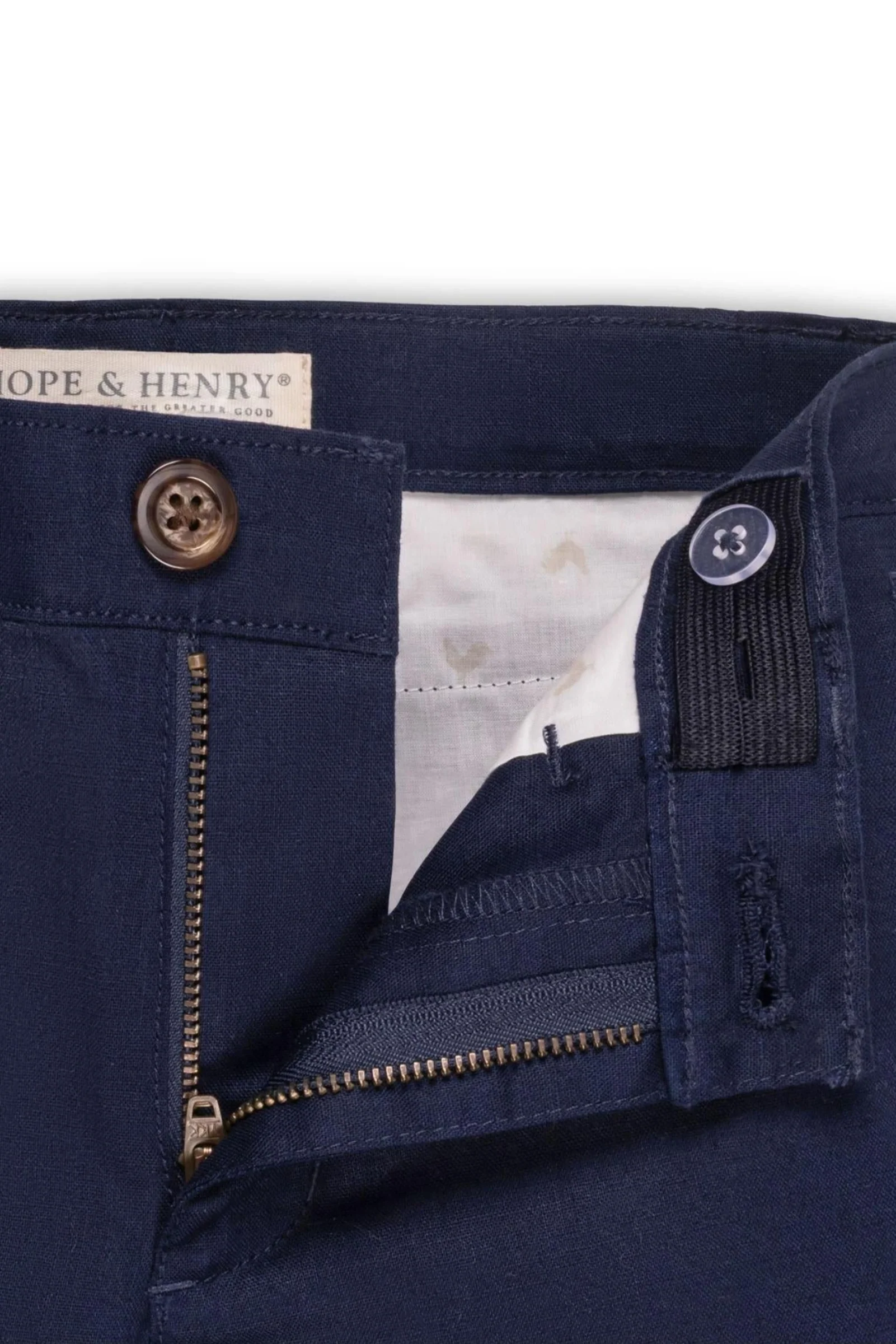 Hope & Henry Linen Suit Pant for Baby Boys, Navy - Image 3