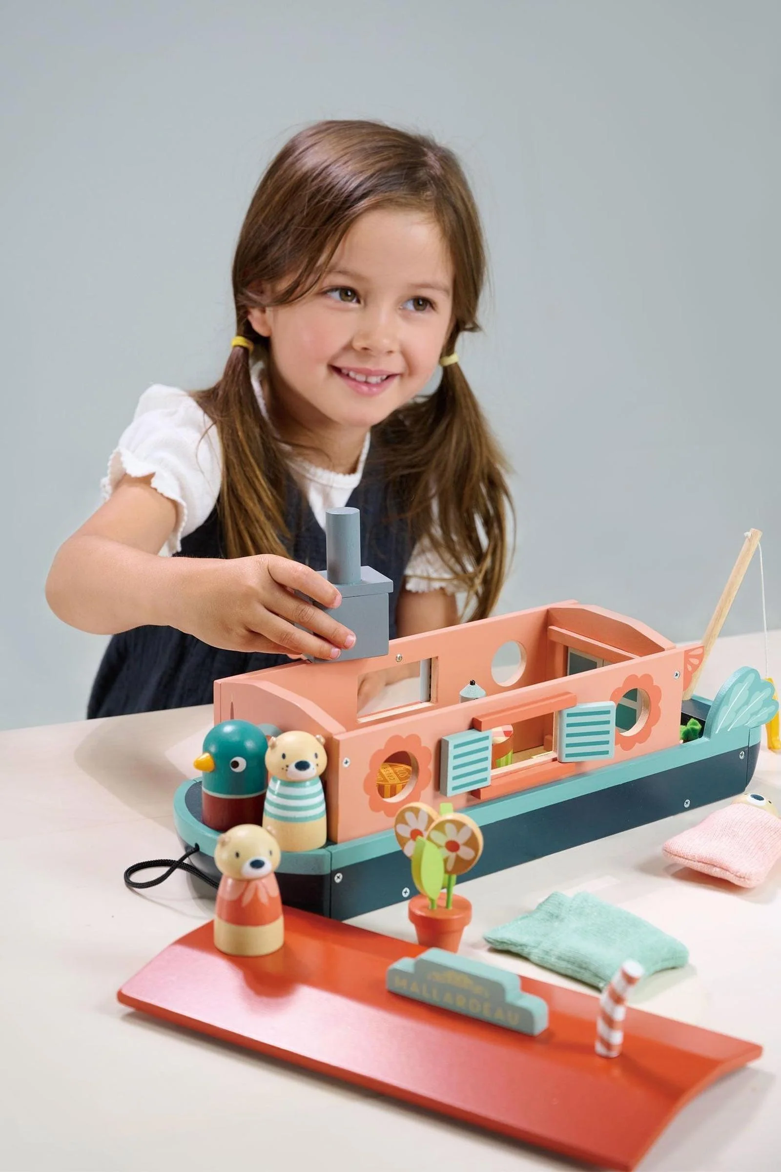 Tender Leaf Wooden Toys, Little Otter Canal Boat - Image 2