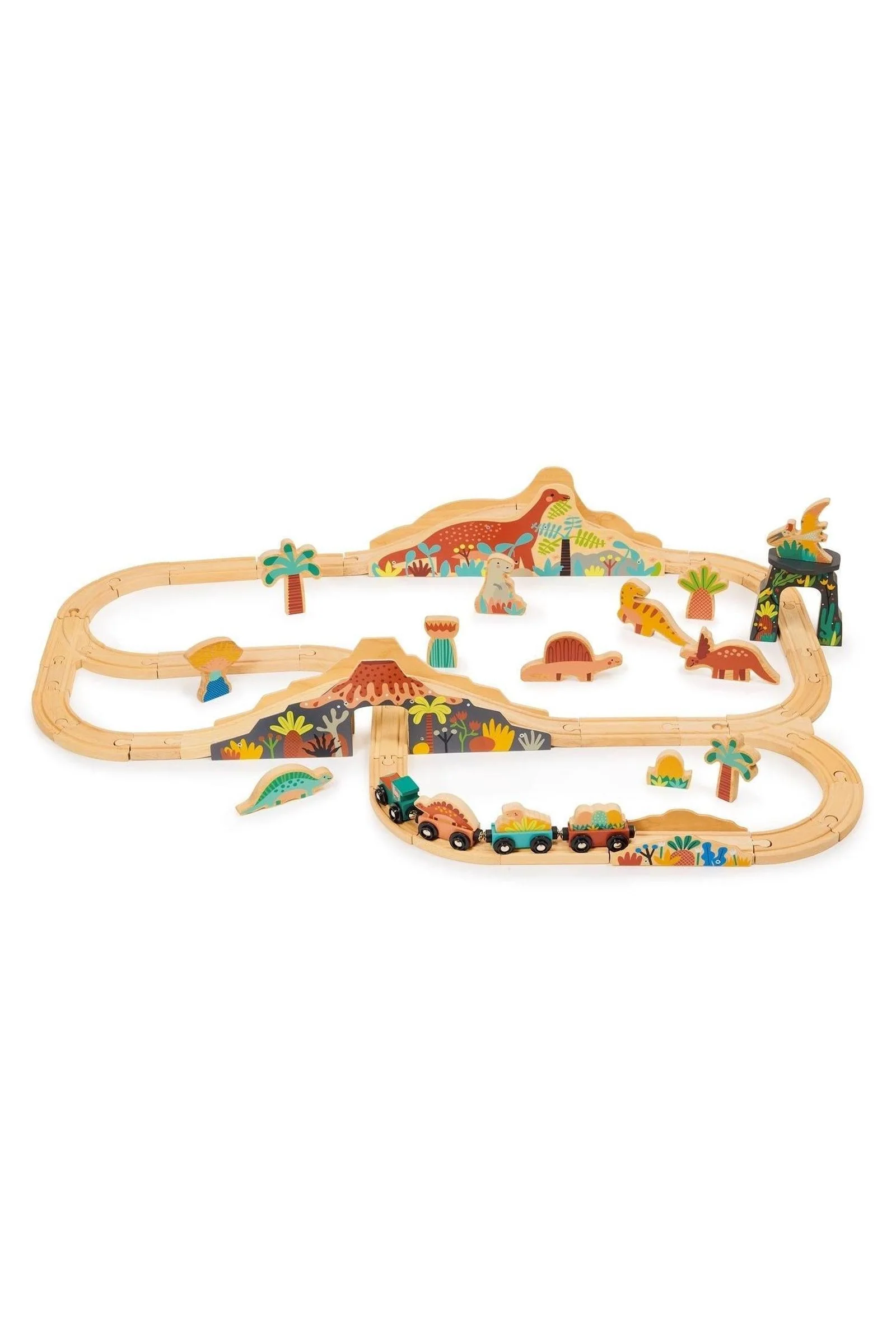 Mentari Wooden Toys, Lost World Dinosaur Railway Set