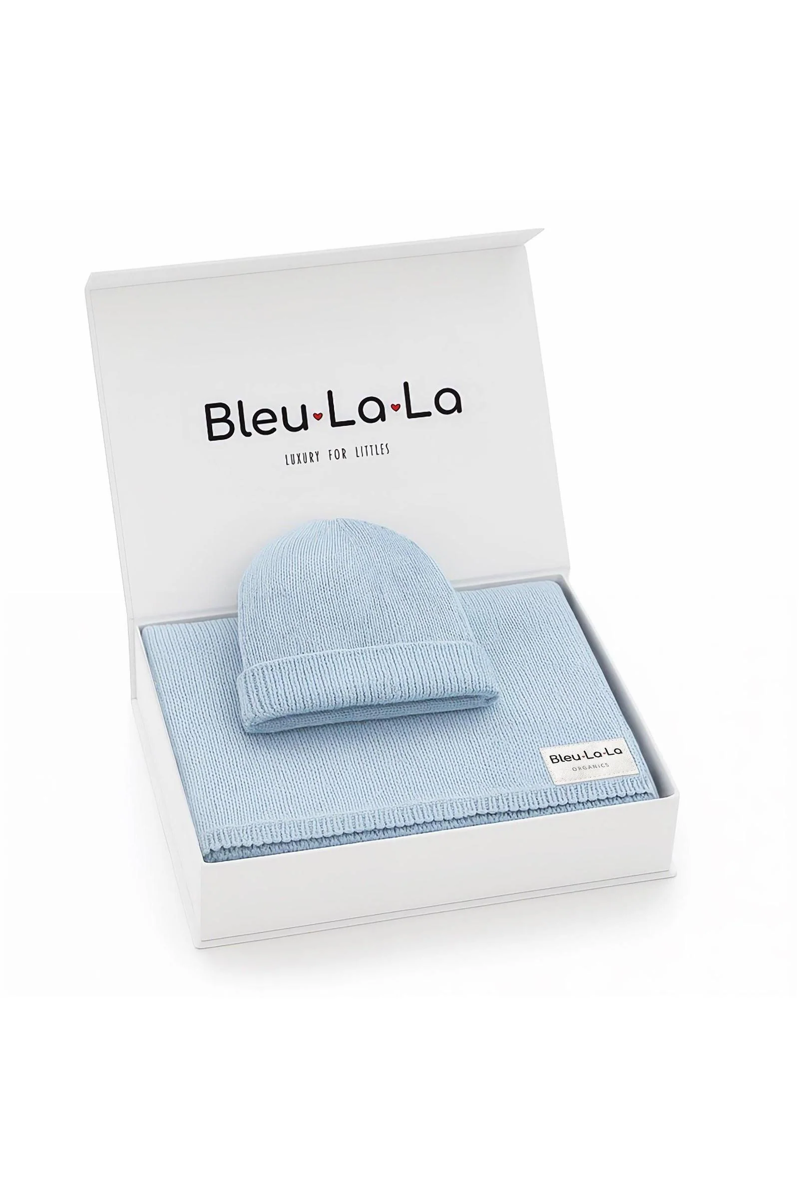 Luxe Collection Knit Baby Blanket + Hat Set with Gift Box, 100% Organic Cotton - Image 2