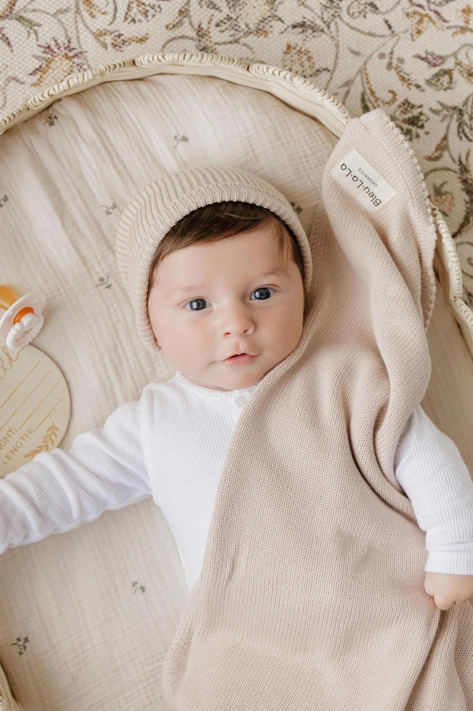 Luxe Collection Knit Baby Blanket + Hat Set with Gift Box, 100% Organic Cotton - Image 21