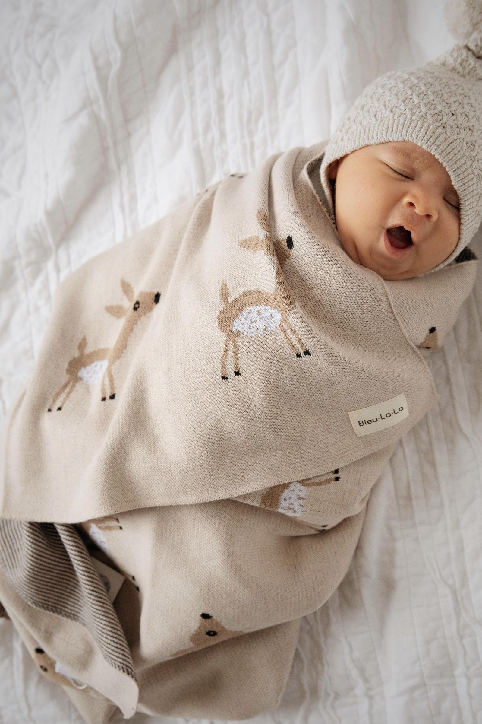 Cotton Deer Knit Luxury Swaddle Blanket, 100% OEKO Tex Pima Cotton - Image 5