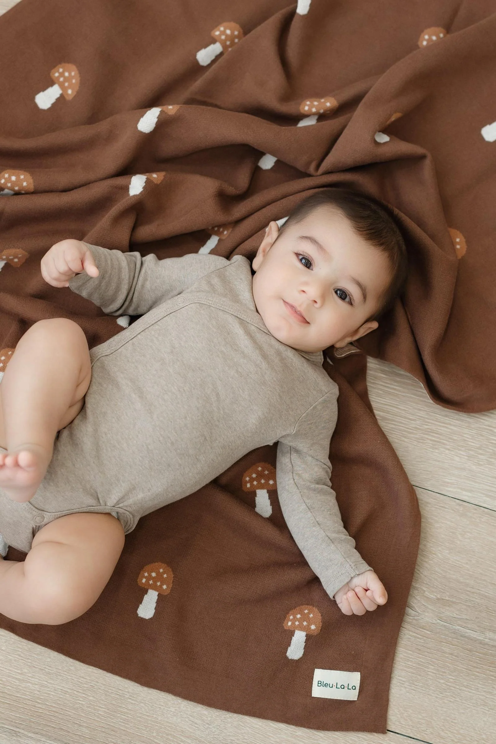 Knit Mushroom Luxury Swaddle Blanket, 100% OEKO Tex Pima Cotton - Image 4