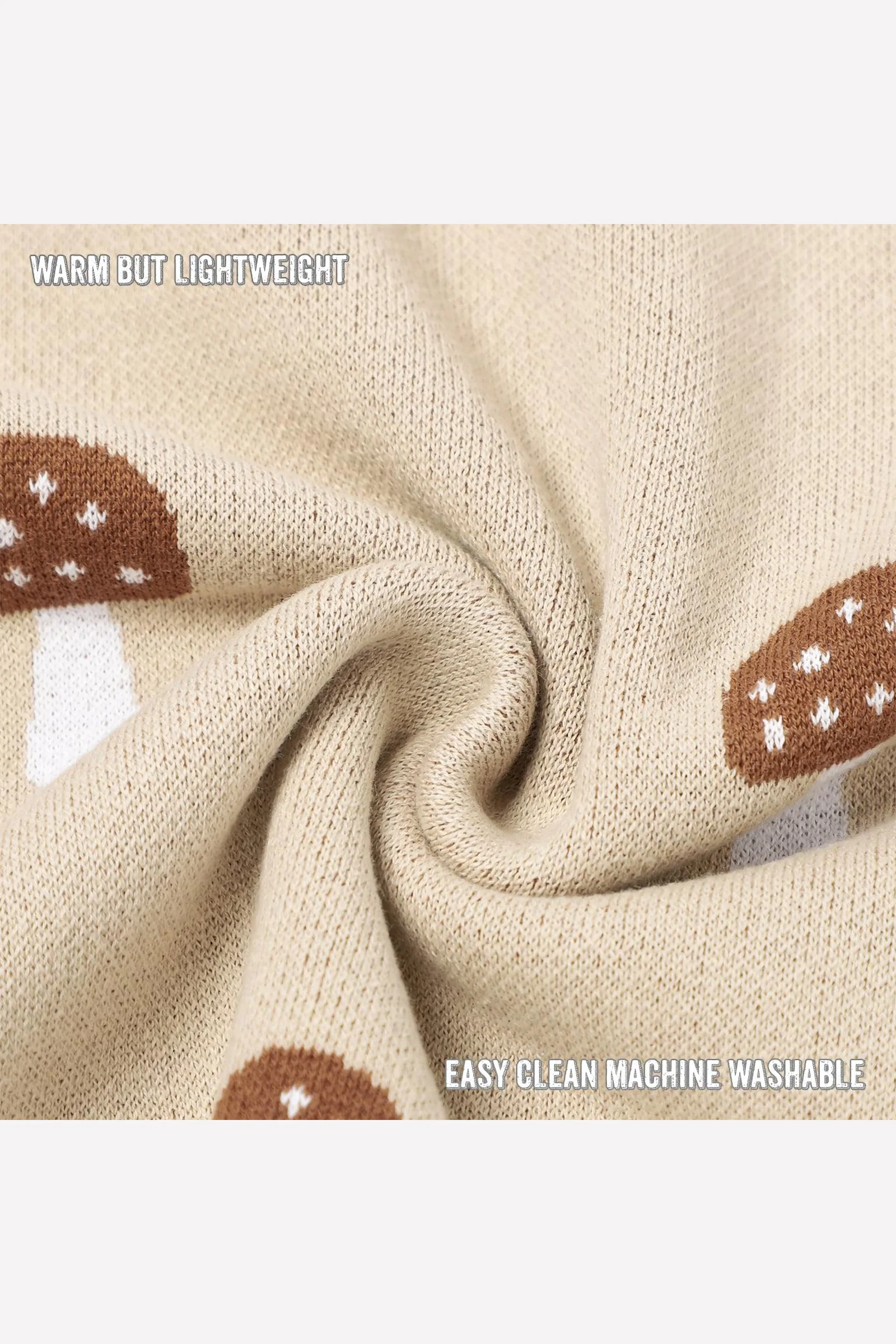 Knit Mushroom Luxury Swaddle Blanket, 100% OEKO Tex Pima Cotton - Image 5