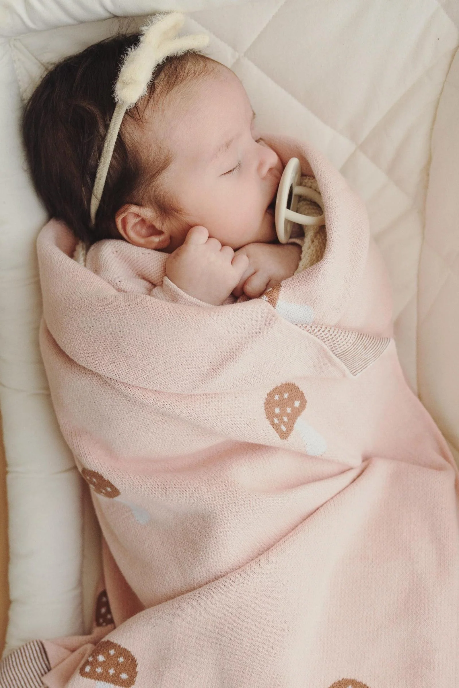 Knit Mushroom Luxury Swaddle Blanket, 100% OEKO Tex Pima Cotton - Image 9