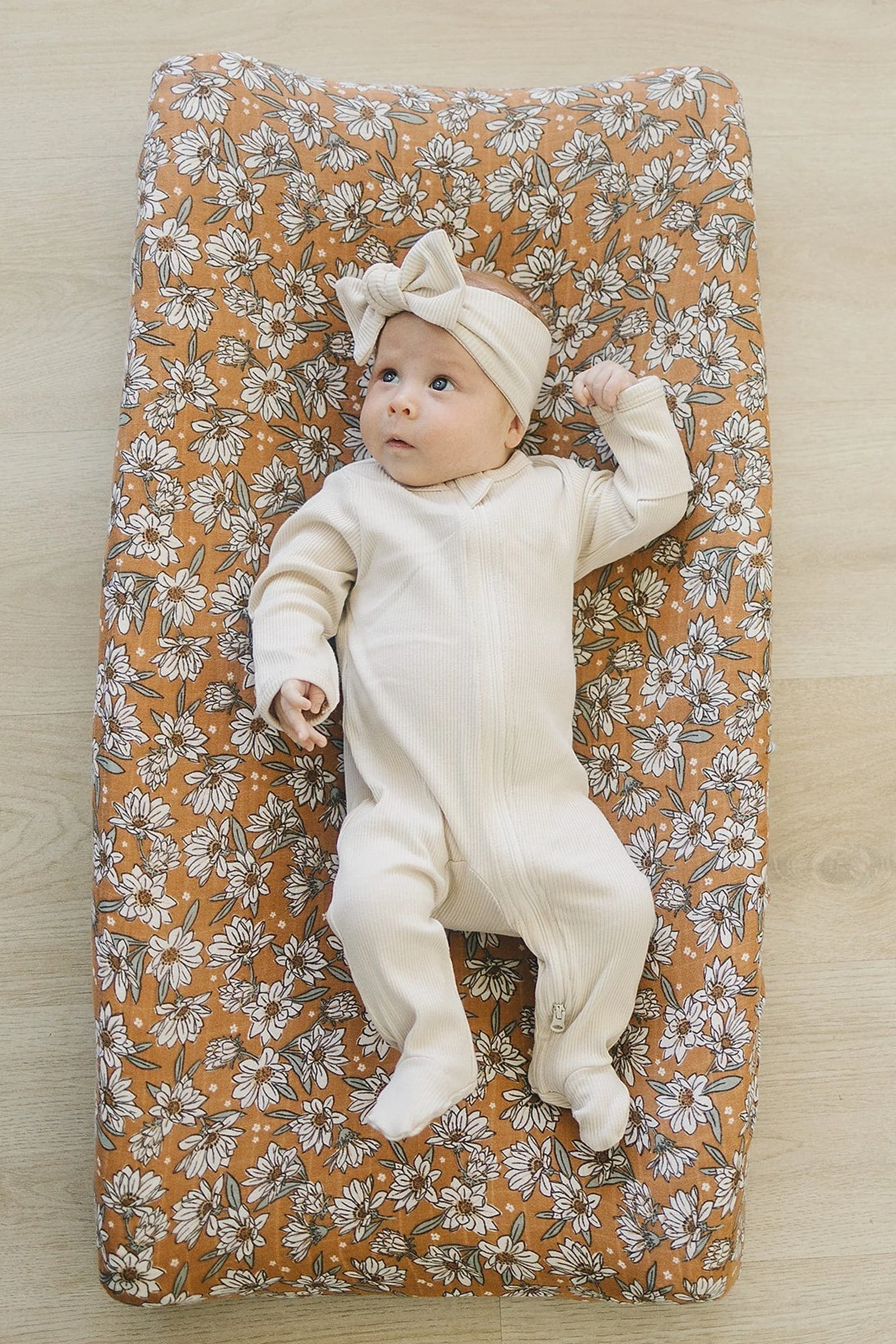 Mebie Baby Magnolia Muslin Changing Pad Cover, 100% Cotton, Baby Essentials - Image 2