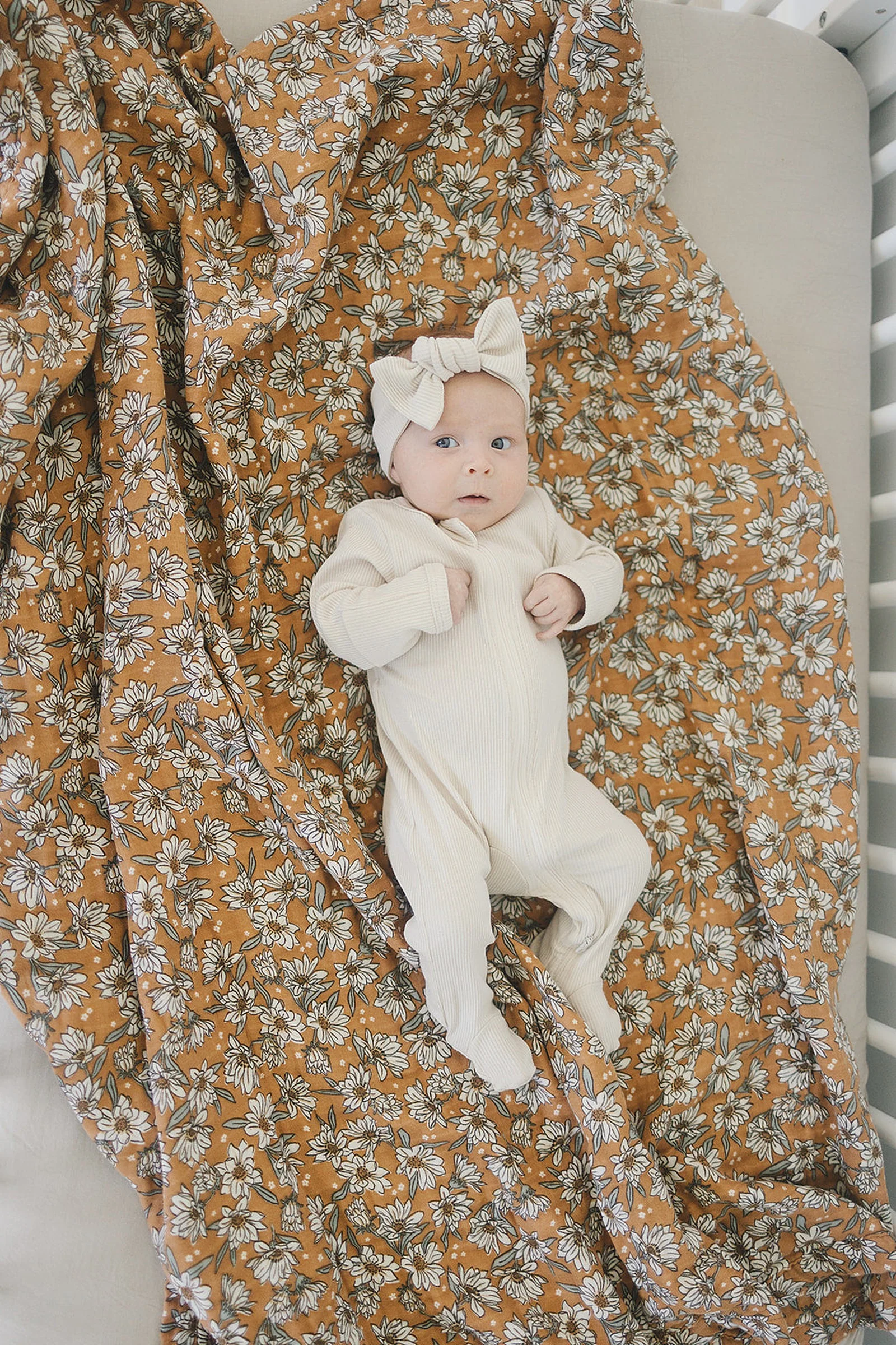 Mebie Baby Magnolia Muslin Crib Quilt, 100% Cotton, Baby Essentials