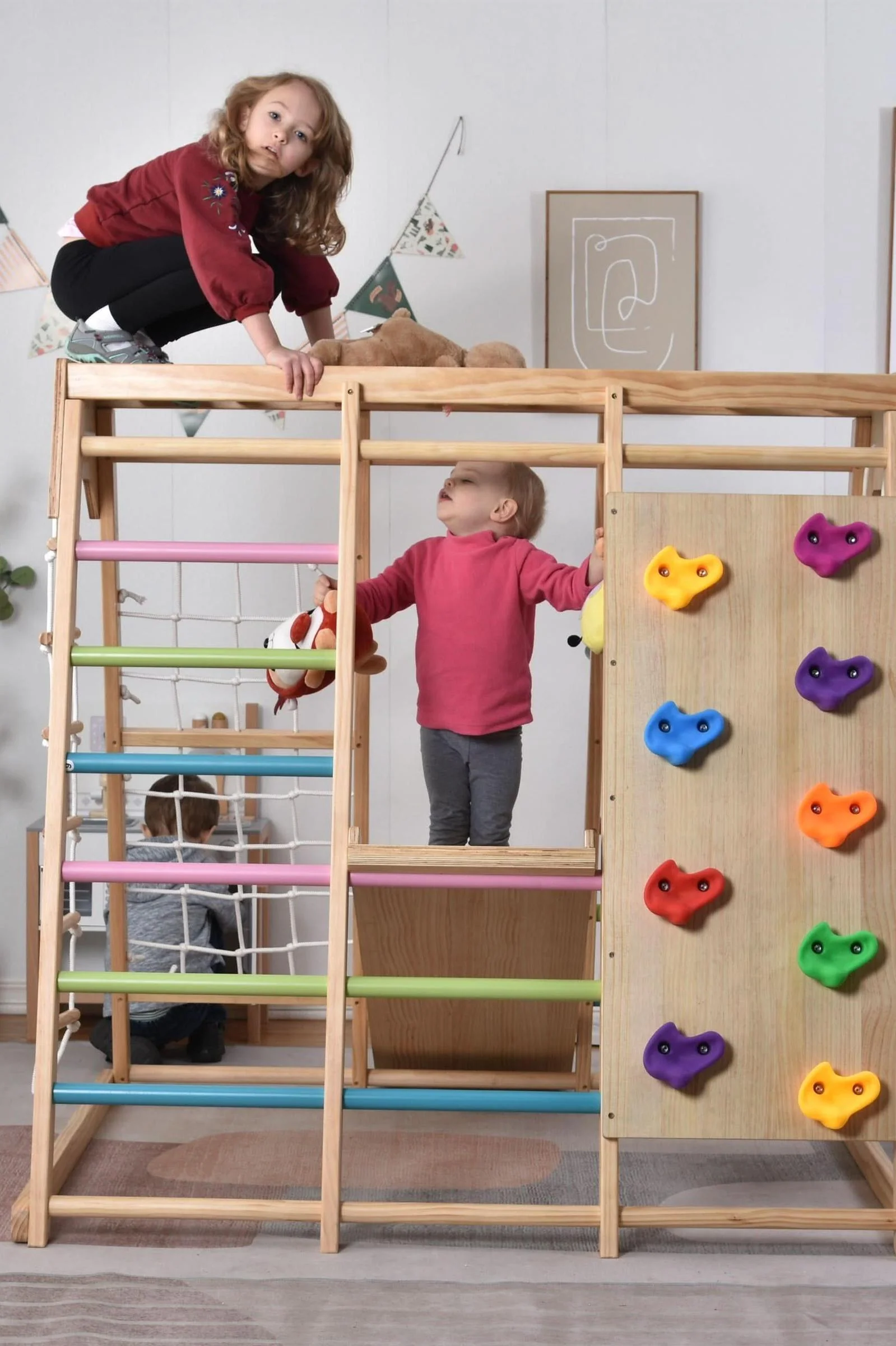 Magnolia - Wooden 7-in-1 Climber, Slide, Gym, Playset, Indoor, New Zealand FSC-certified pinewood - Image 14