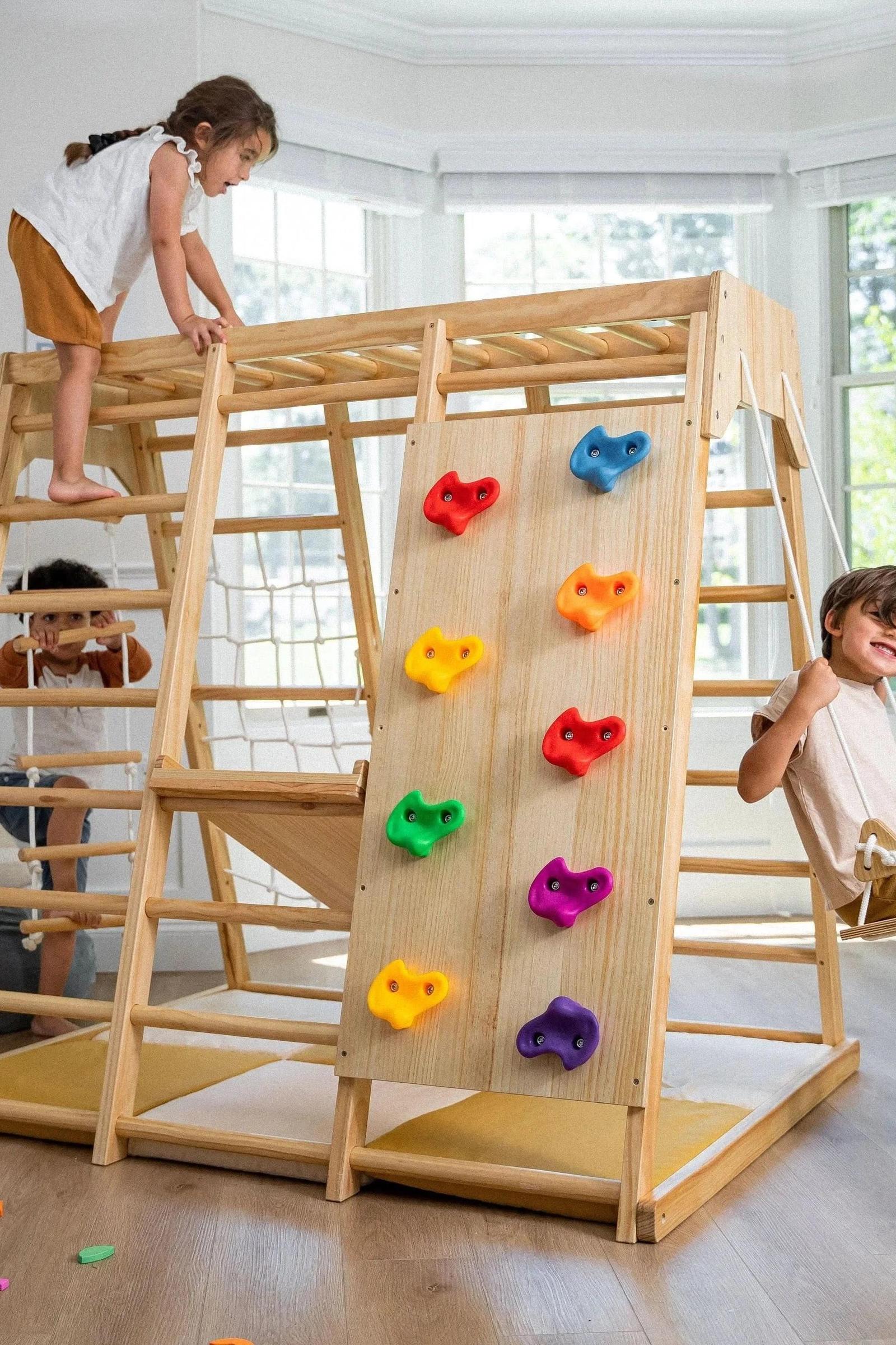 Magnolia - Wooden 7-in-1 Climber, Slide, Gym, Playset, Indoor, New Zealand FSC-certified pinewood - Image 2