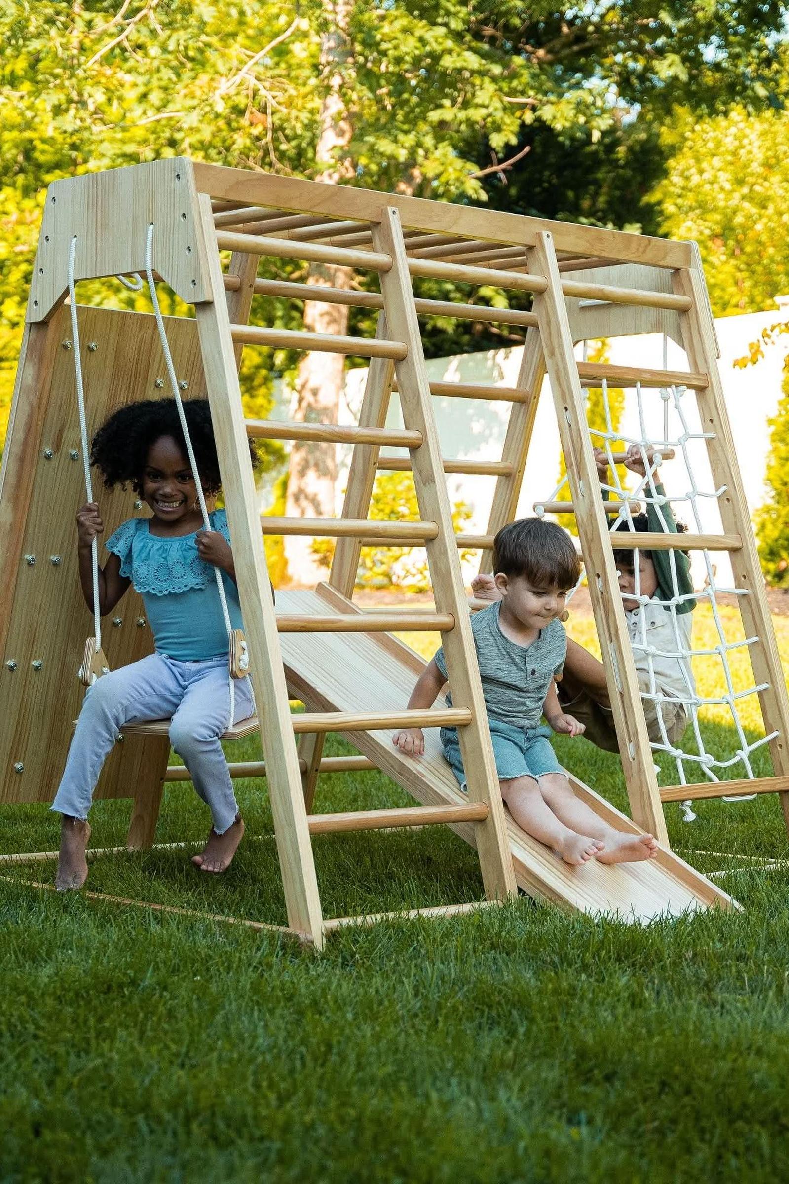 Magnolia - Wooden 7-in-1 Climber, Slide, Gym, Playset, Indoor, New Zealand FSC-certified pinewood - Image 28