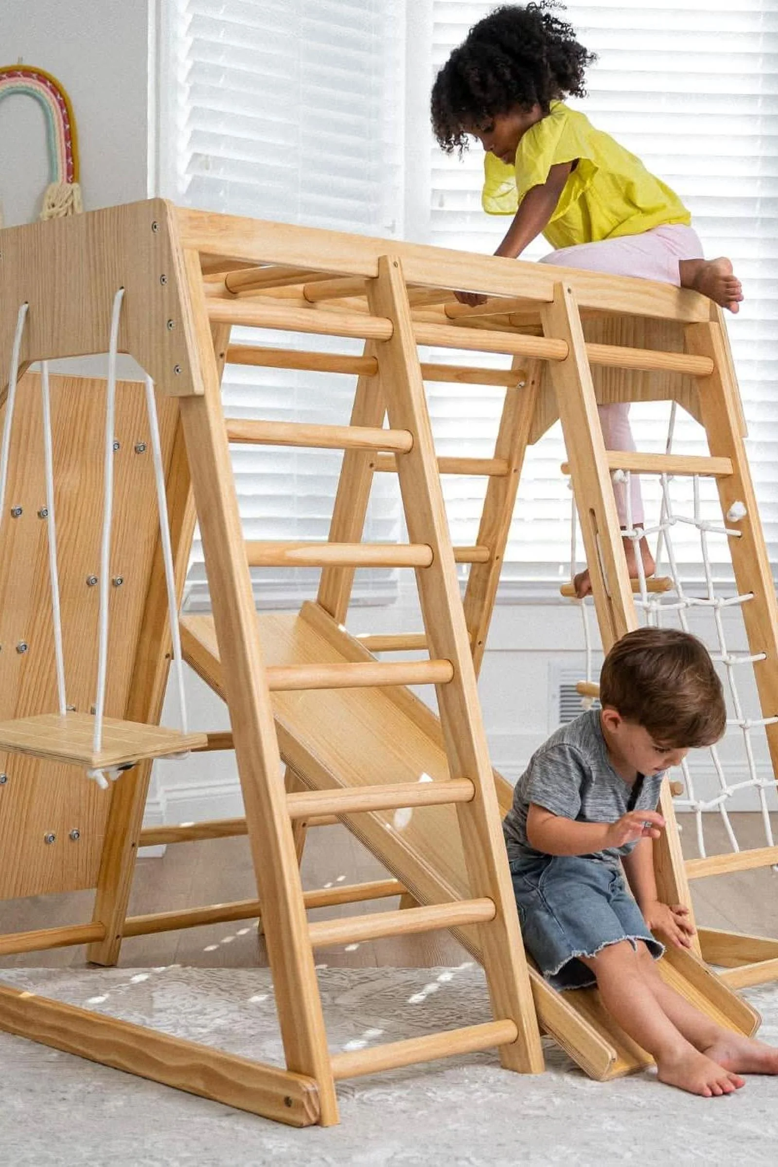 Magnolia - Wooden 7-in-1 Climber, Slide, Gym, Playset, Indoor, New Zealand FSC-certified pinewood - Image 33