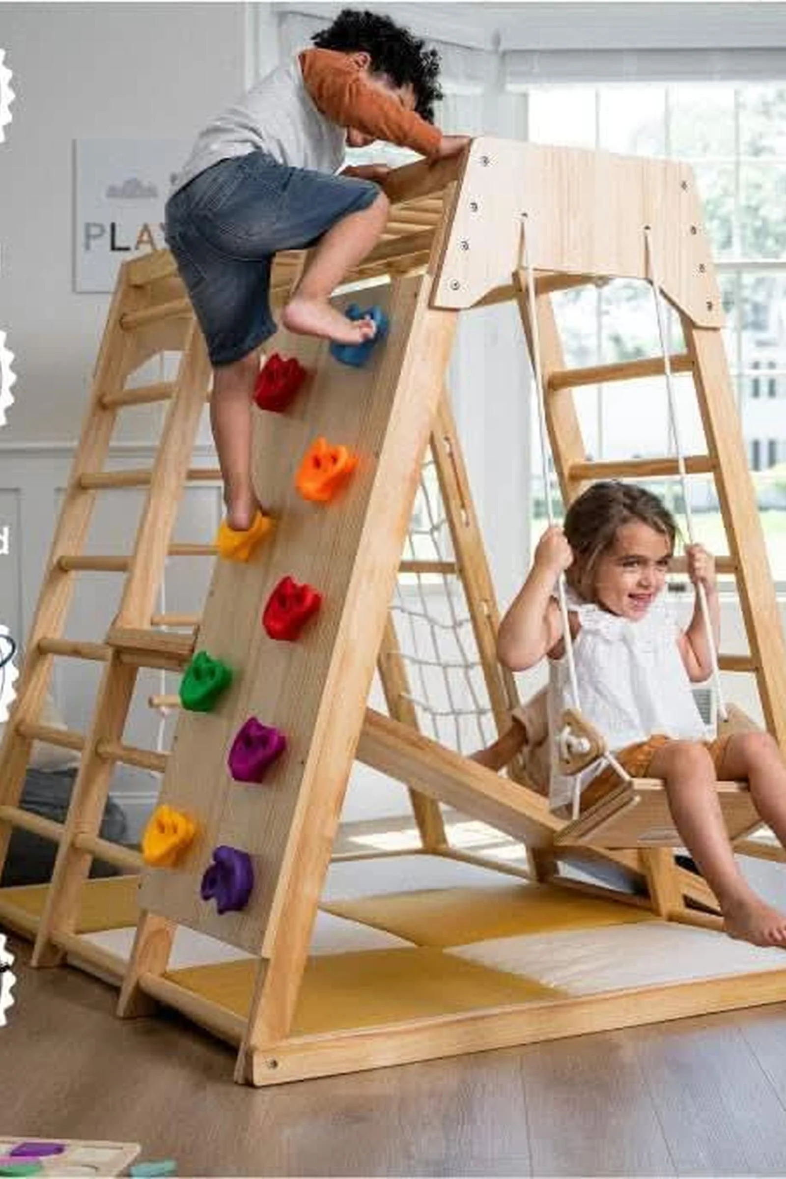 Magnolia - Wooden 7-in-1 Climber, Slide, Gym, Playset, Indoor, New Zealand FSC-certified pinewood - Image 59