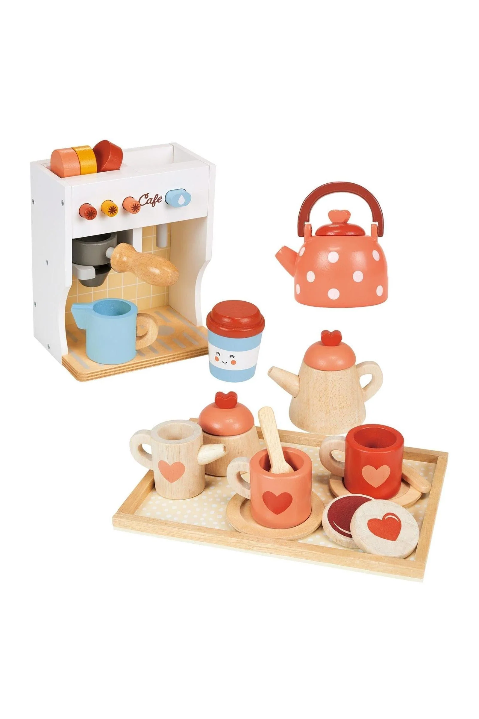 Mentari Wooden Toys, Make Me a Cuppa, Wooden Pretend Play Café Set, Toddler