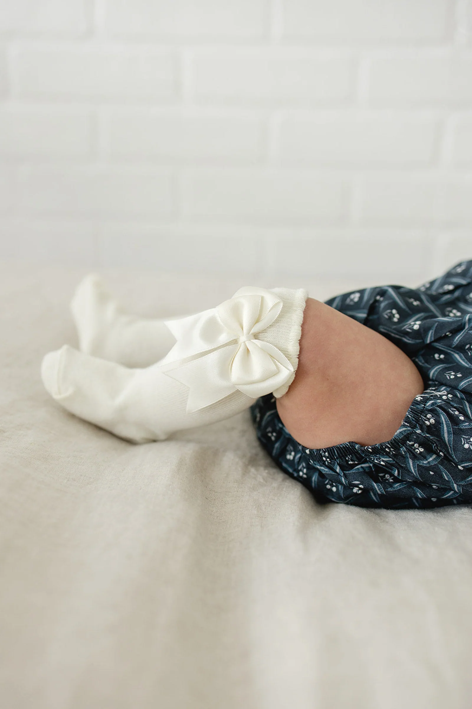 Mebie Baby Girl High Rise Bow Socks, Cotton, Baby & Toddler