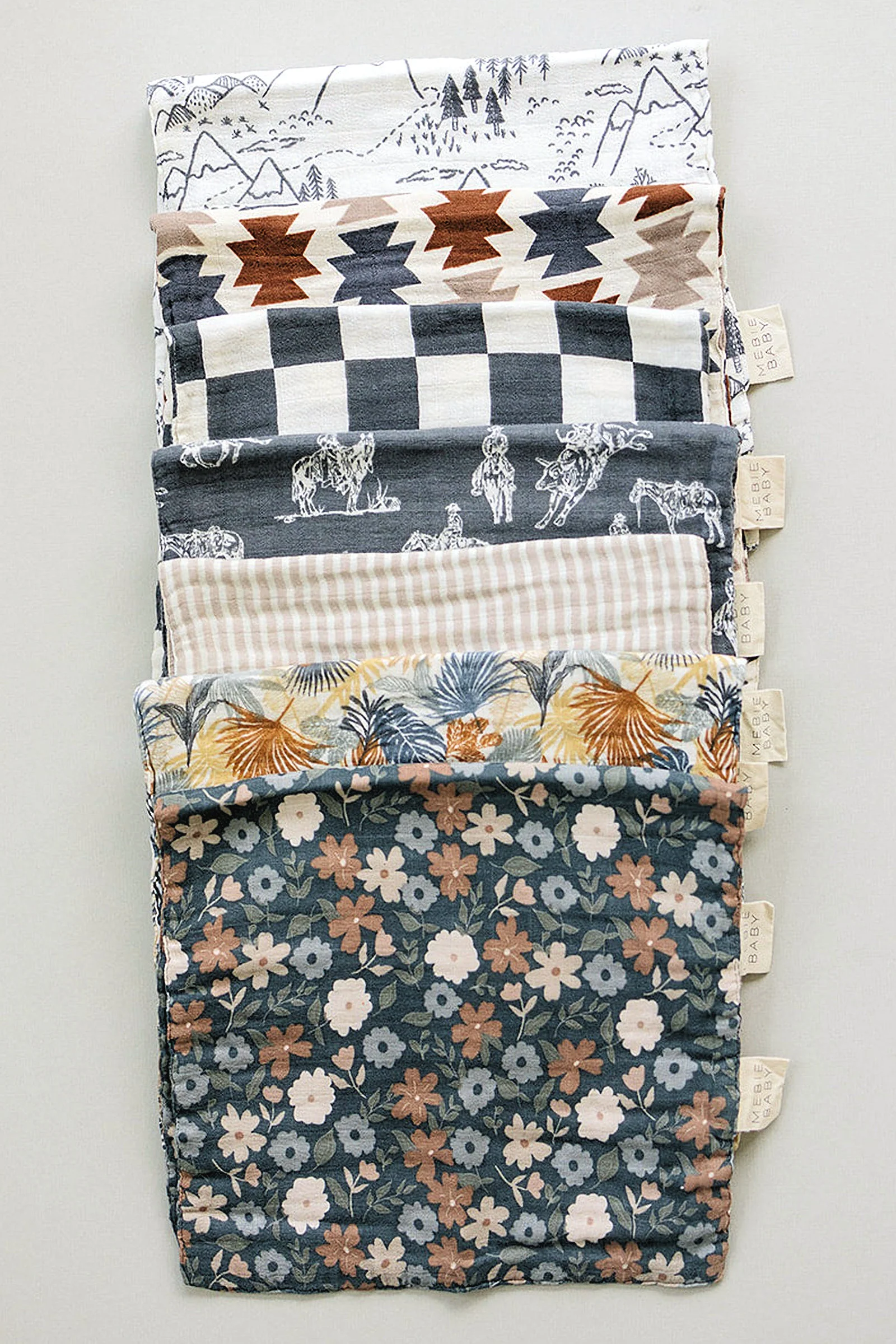 Mebie Baby Midnight Floral Muslin Burp Cloth, 100% Cotton, Baby Essentials - Image 3