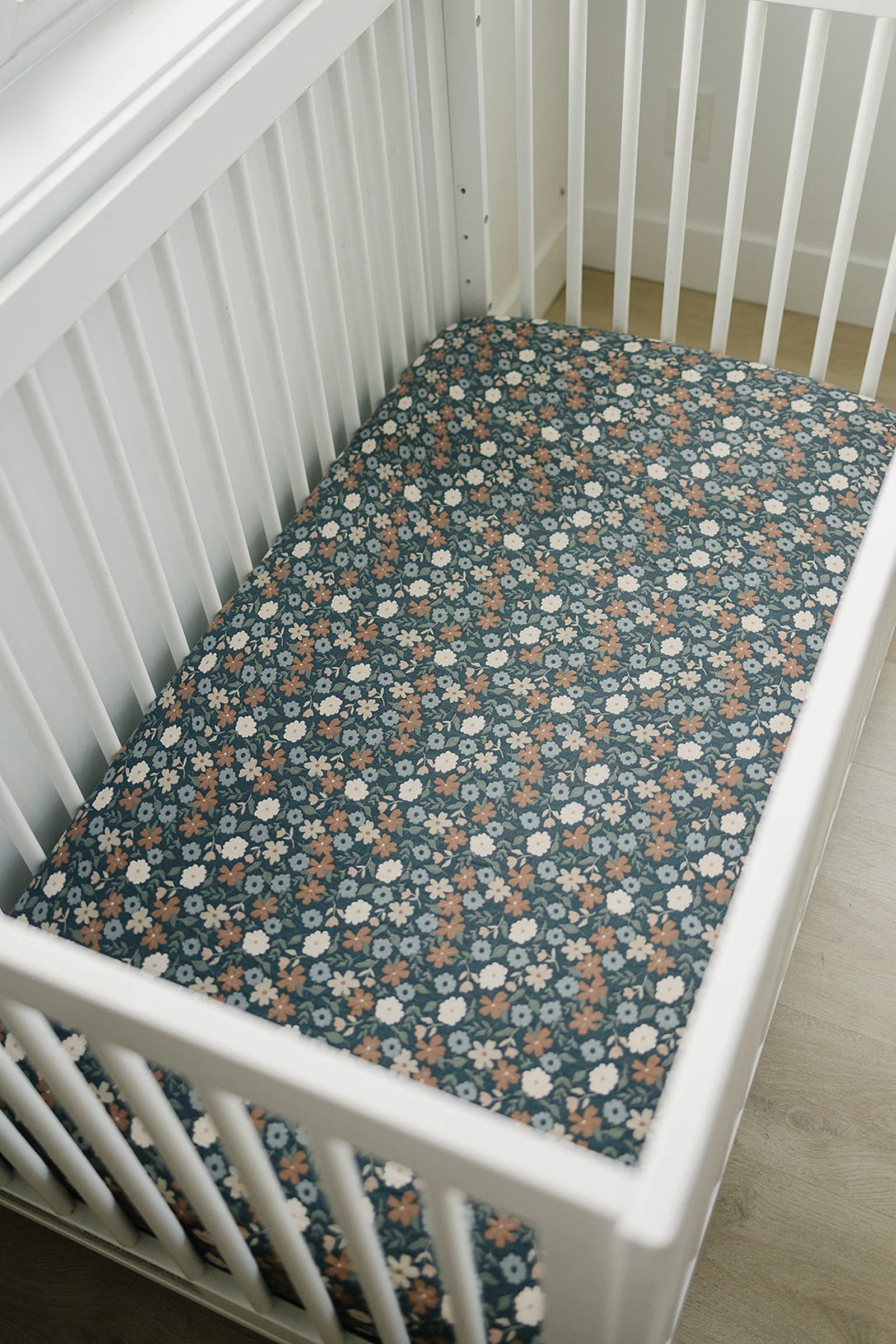 Mebie Baby Midnight Floral Muslin Crib Sheet, 100% Cotton, Baby Essentials