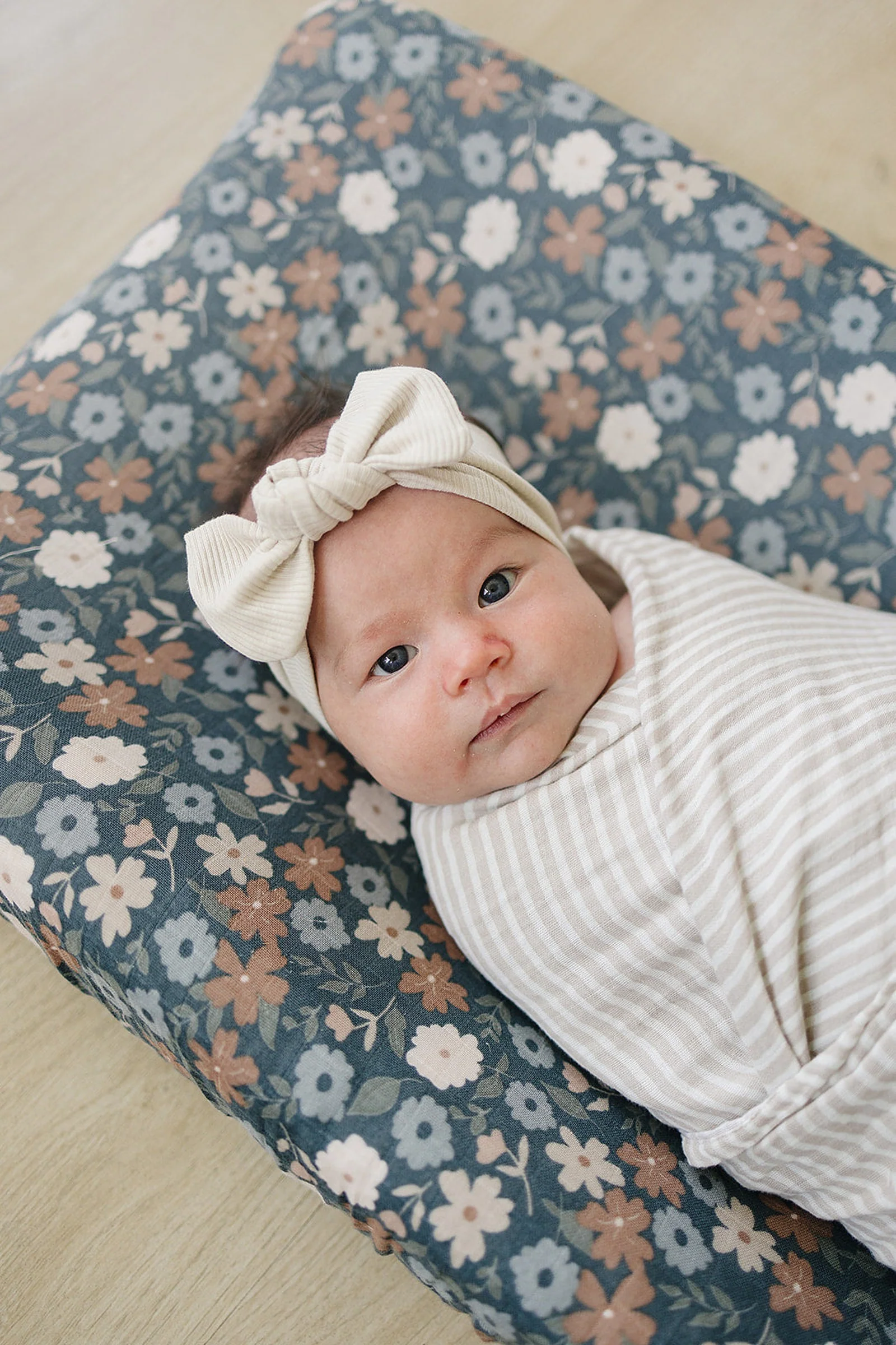 Mebie Baby Midnight Floral Print Muslin Changing Pad Cover, 100% Cotton, Baby Essentials - Image 3