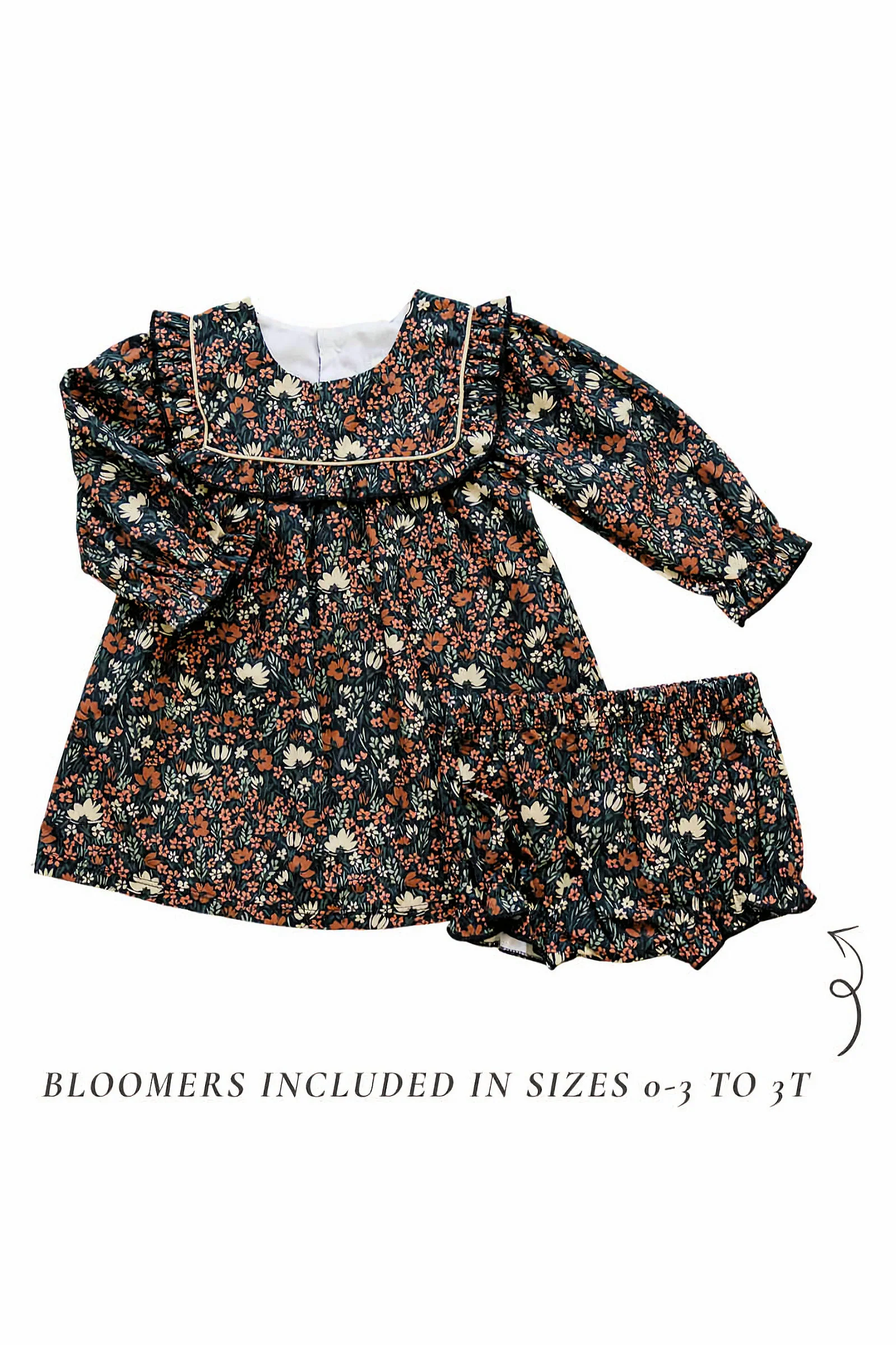 Mebie Baby Autumn Midnight Meadow Dress, Cotton, Baby, Toddler & Kids - Image 3