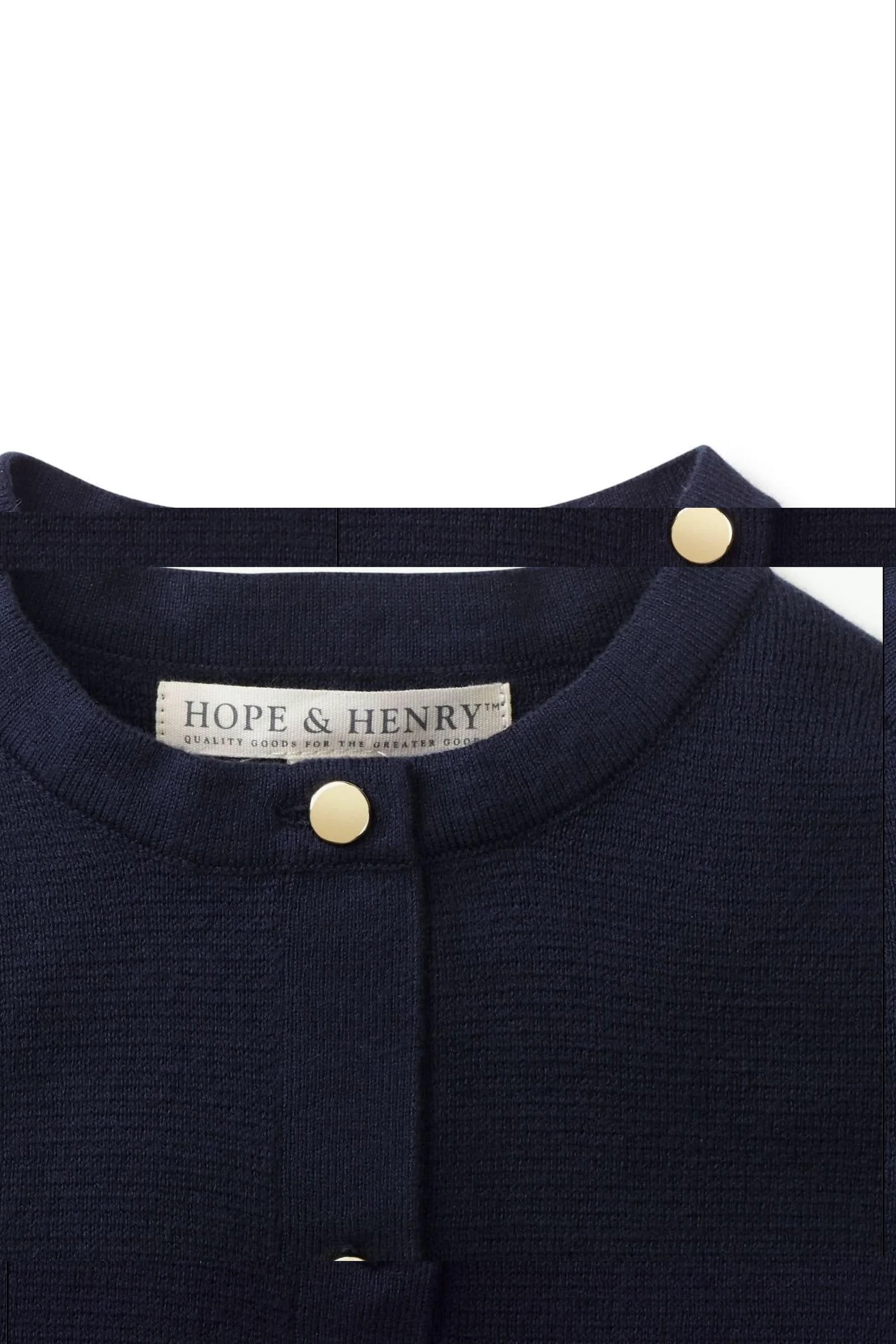 Hope & Henry Milano Stitch Button Front Sweater Cardigan, Navy, Baby - Image 3