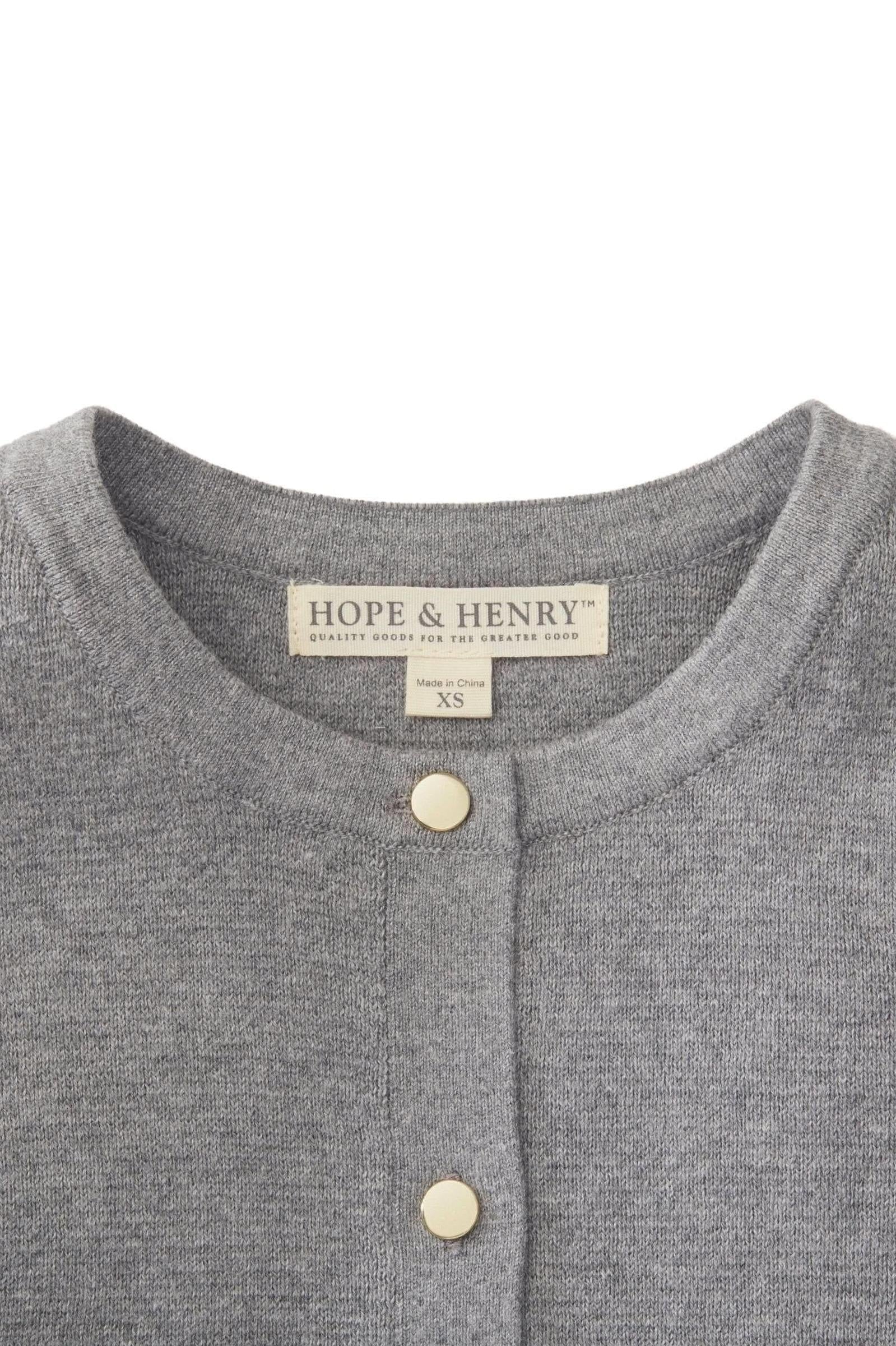 Hope & Henry Organic Cotton Milano Stitch Cardigan for Baby Girls, Gray - Image 3