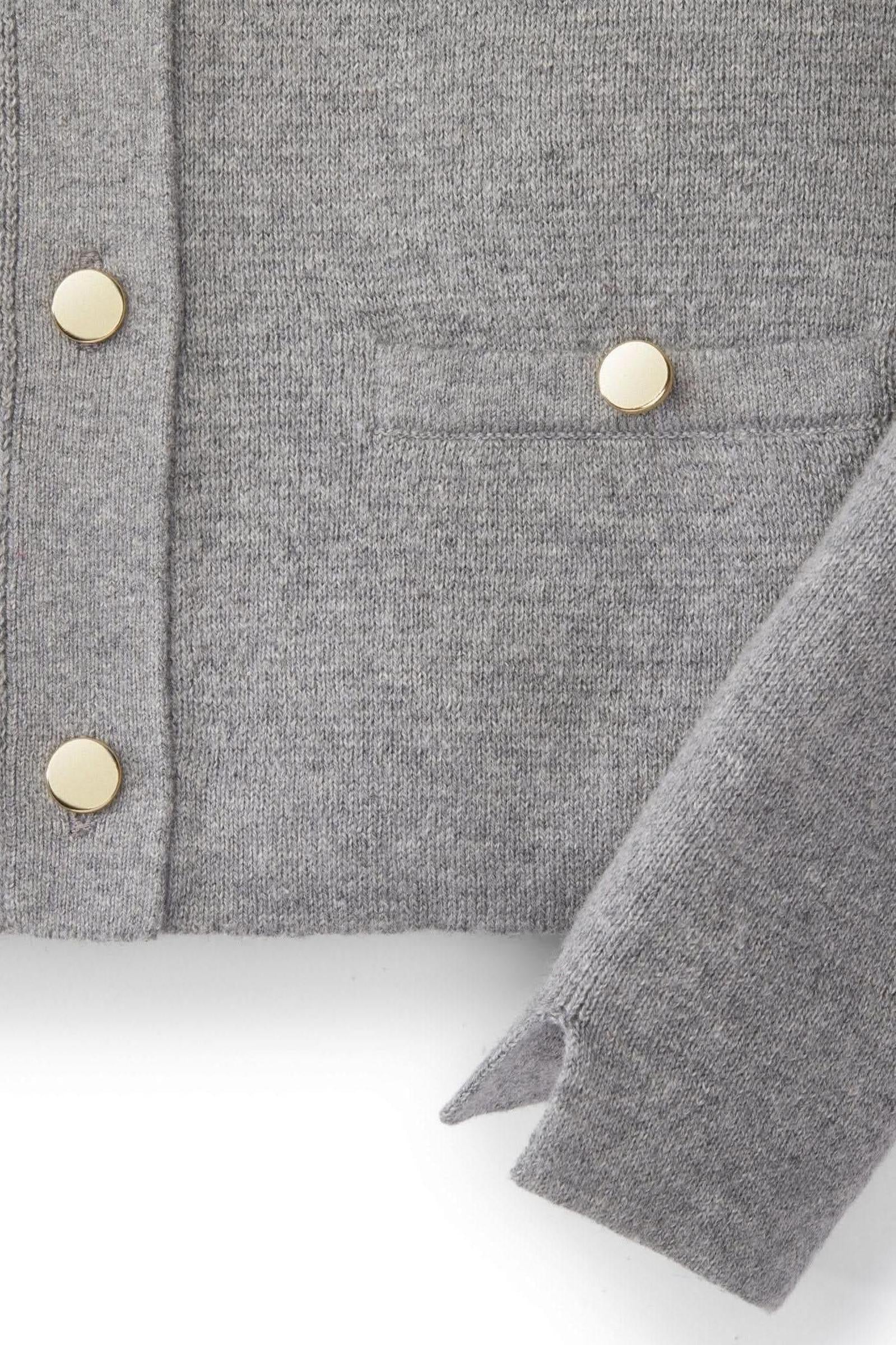 Hope & Henry Organic Cotton Milano Stitch Cardigan for Baby Girls, Gray - Image 4