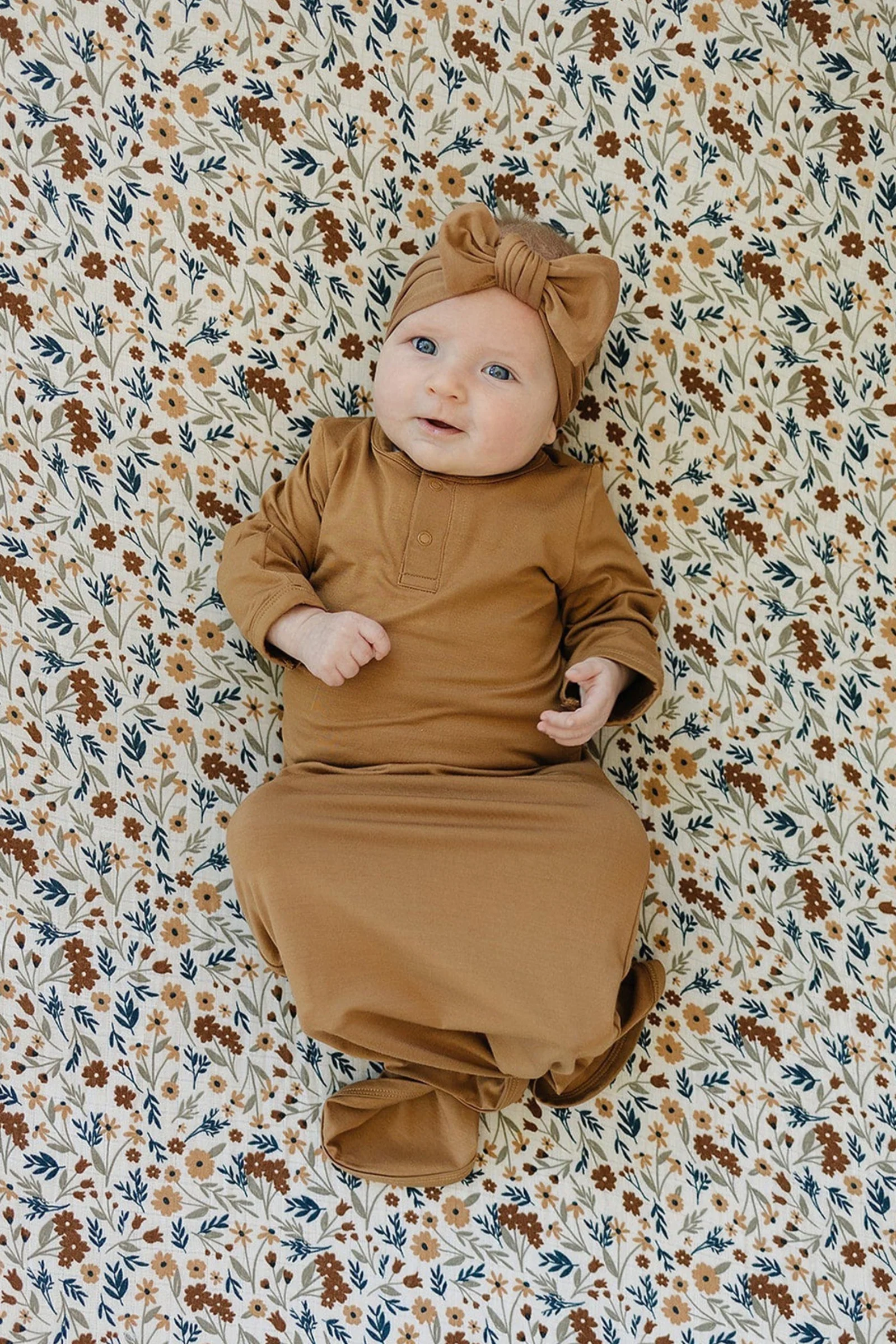 Mebie Baby Mustard Knot Gown, Bamboo, Baby Essentials