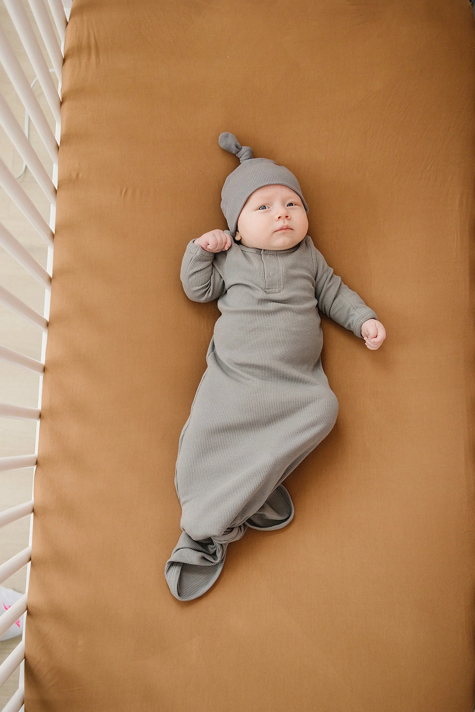 Mebie Baby Mustard Stretch Crib Sheet, Bamboo, Baby Essentials - Image 5