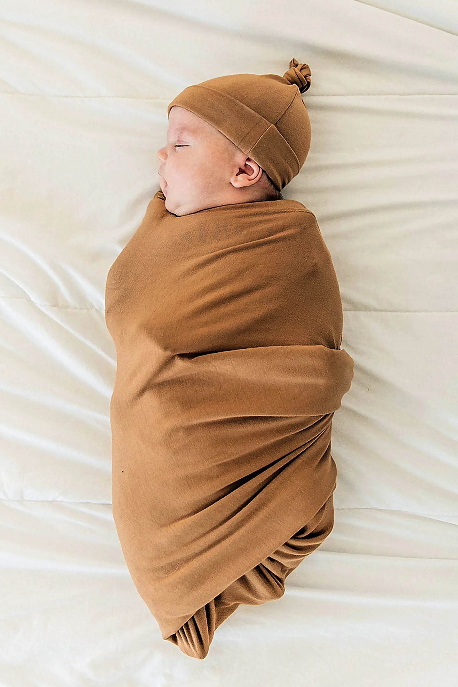 Mebie Baby Mustard Stretch Swaddle Blanket, Bamboo, Gender Neutral, Baby - Image 3