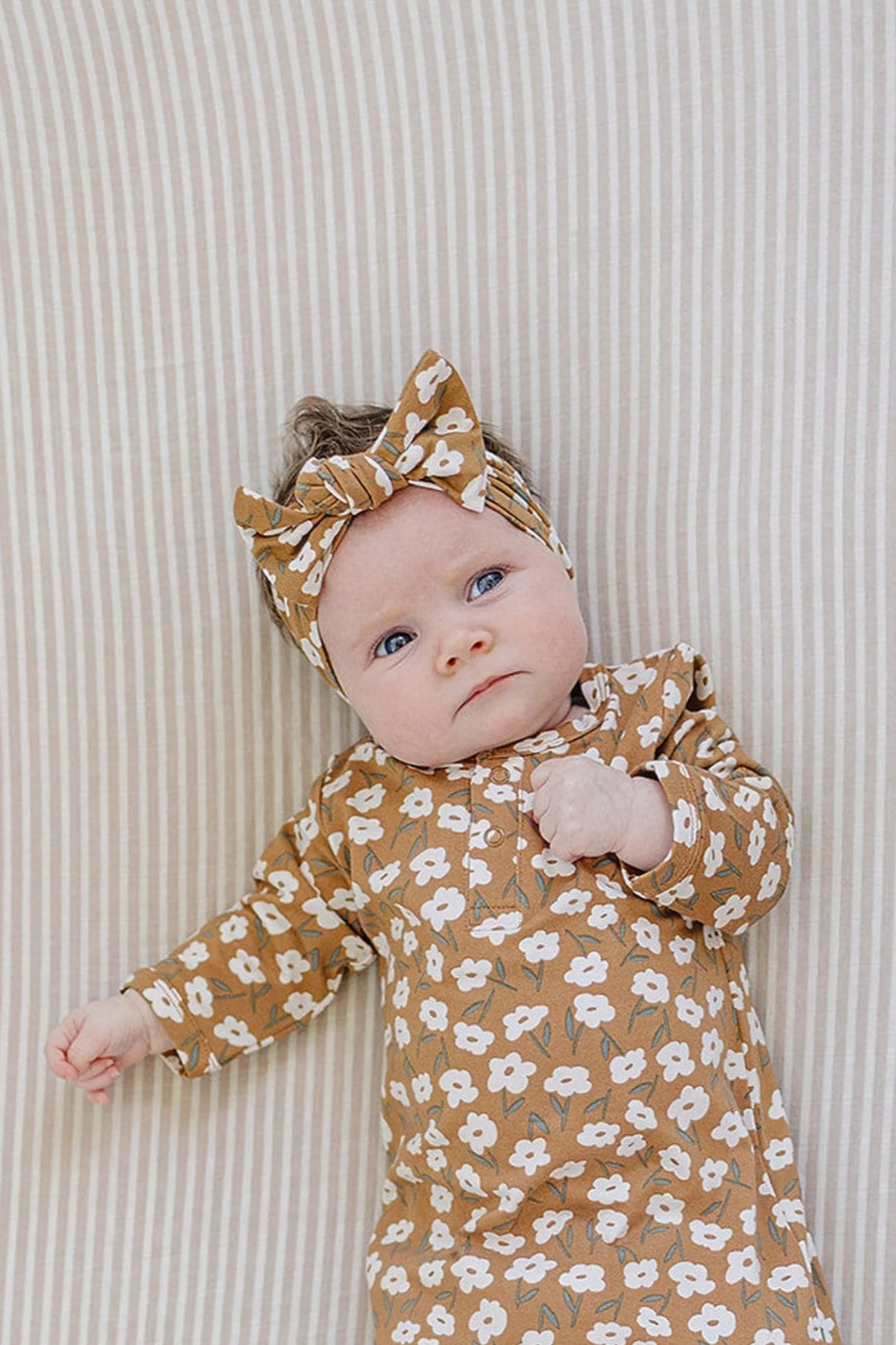 Mebie Baby Mustard Floral Head Wrap, Bamboo, Baby