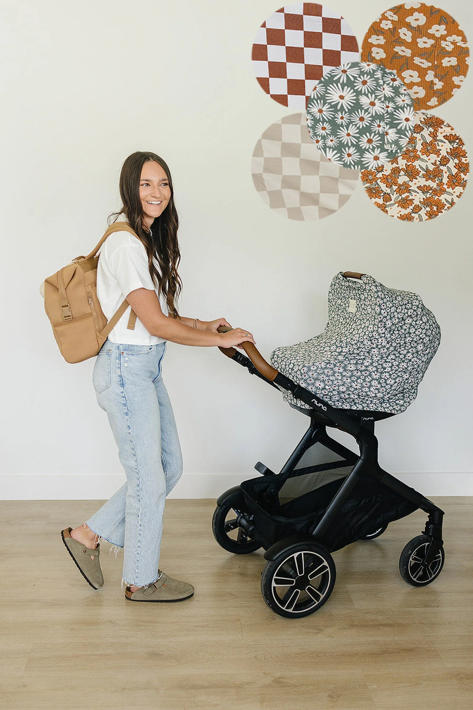 Mebie Baby Cream Magnolia Multi-Use, Bamboo, Car Seat & Nursing Cover, Baby - Image 4