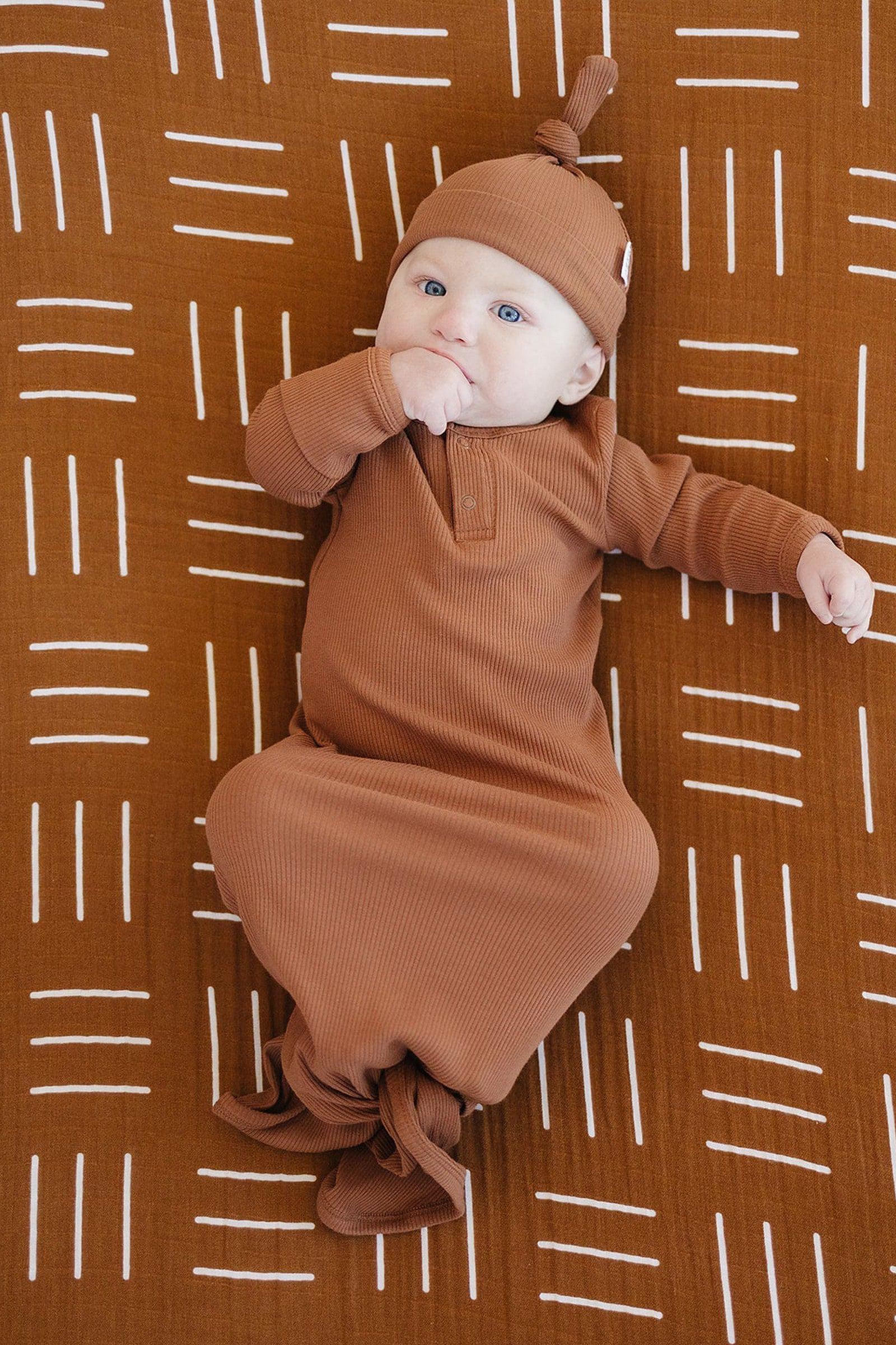 Mebie Baby Mustard Mudcloth Muslin Crib Sheet, 100% Cotton, Baby Essentials - Image 5