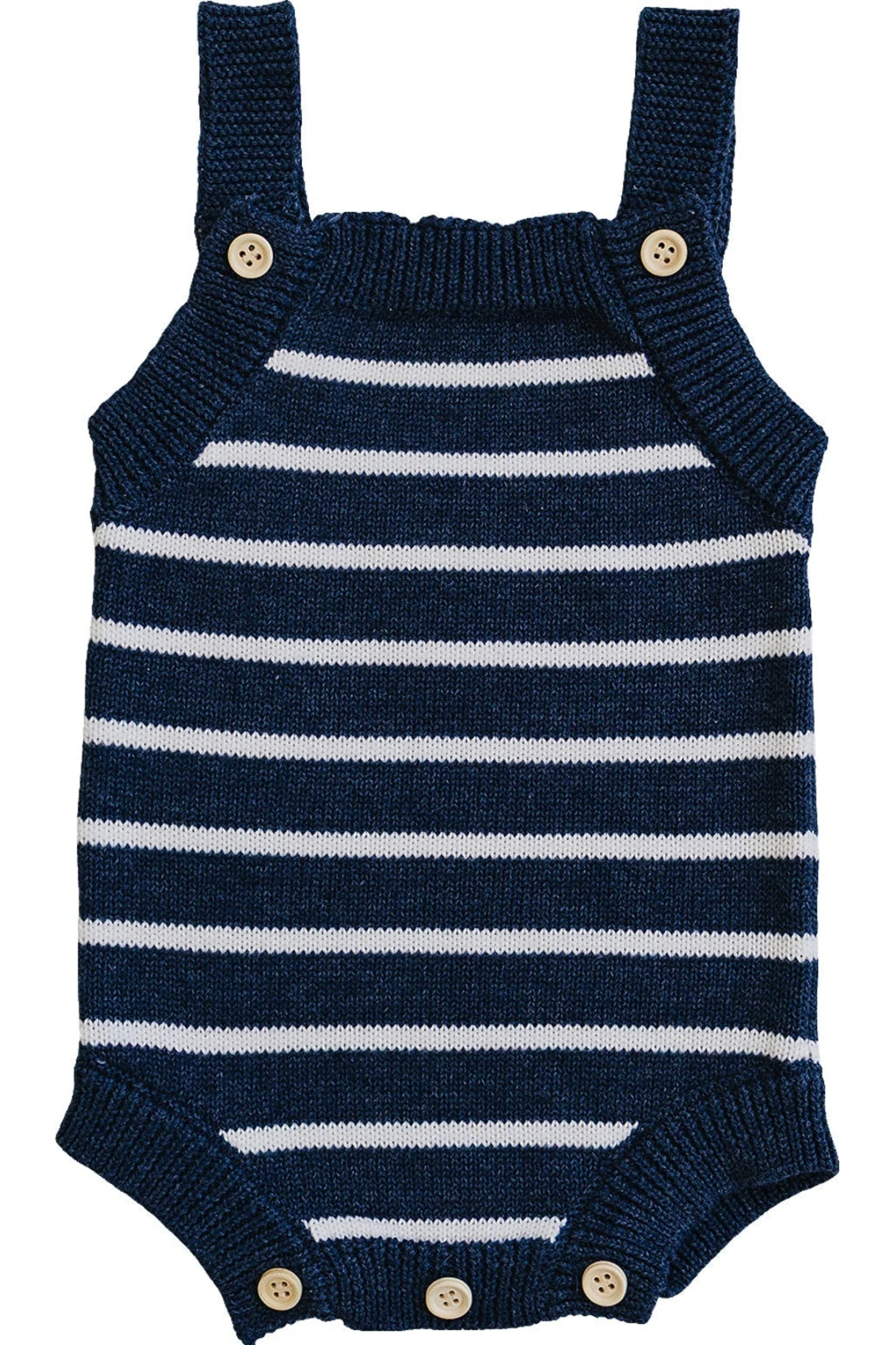 Mebie Baby Cotton Nautical Stripe Knit Bubble Romper for Babies, Unisex - Image 2