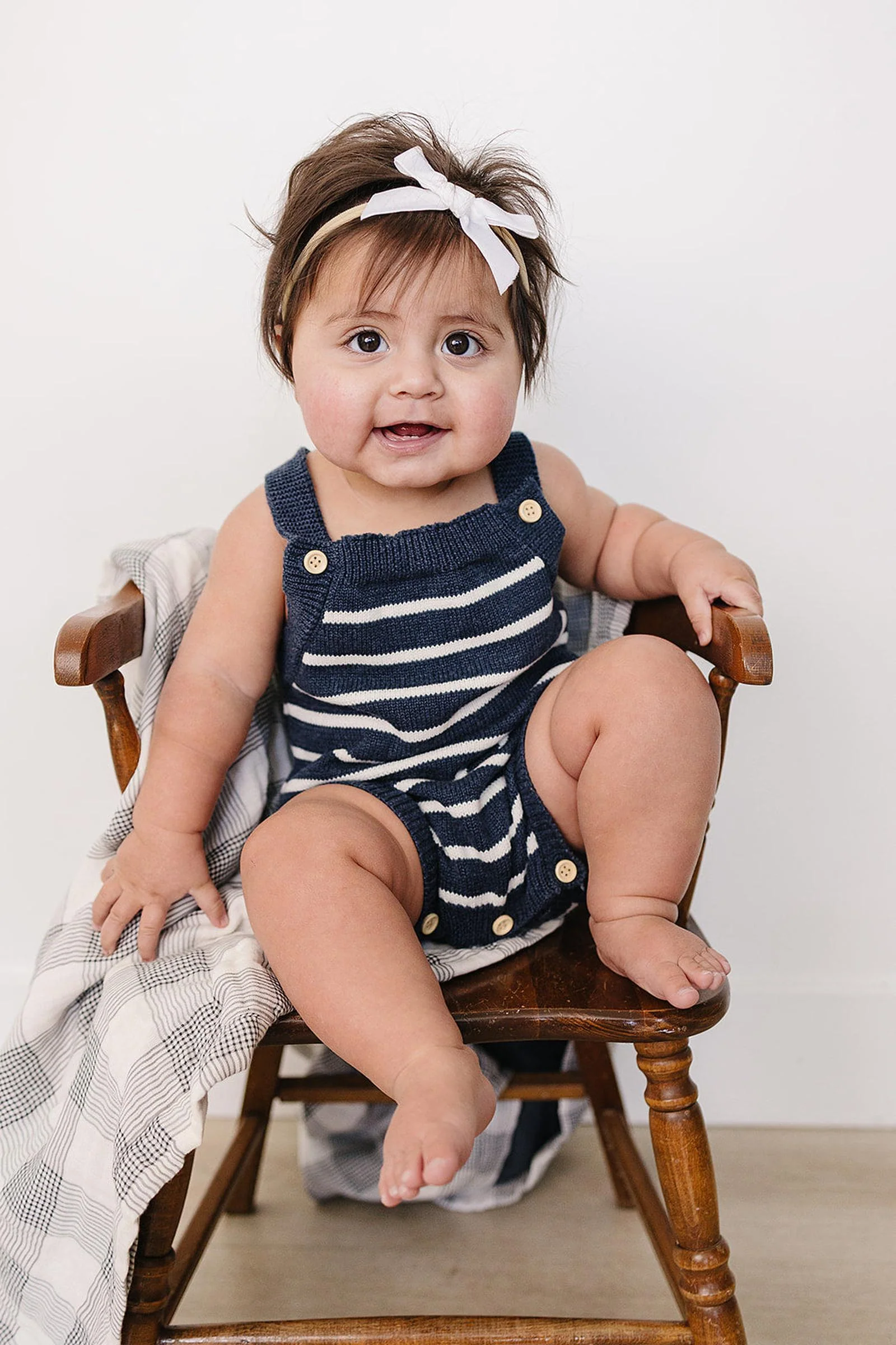 Mebie Baby Cotton Nautical Stripe Knit Bubble Romper for Babies, Unisex - Image 3