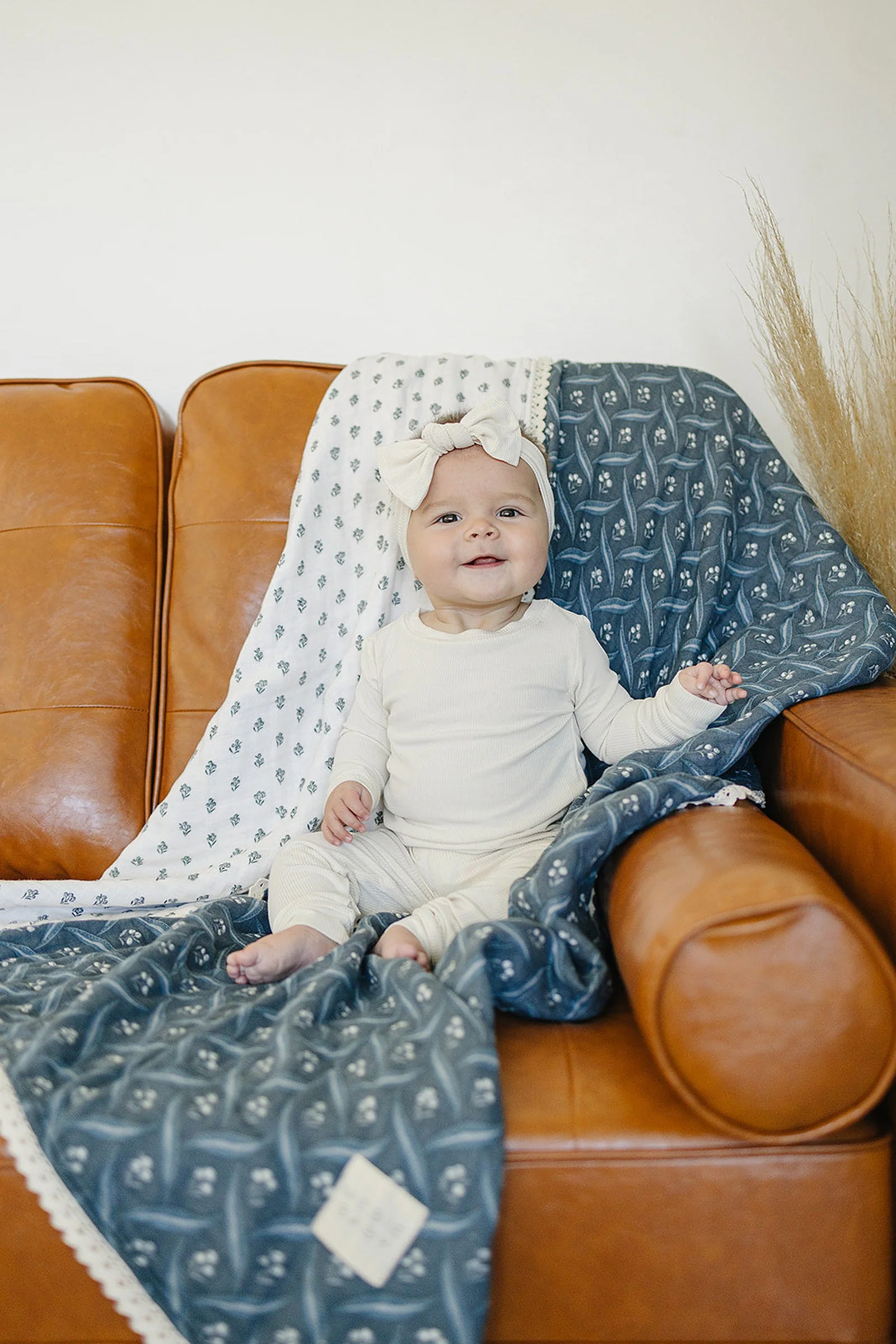 Mebie Baby Navy Berry + Cream Berry Lace Muslin Crib Quilt, 100% Cotton, Modern, Gender Neutral, Baby - Image 4