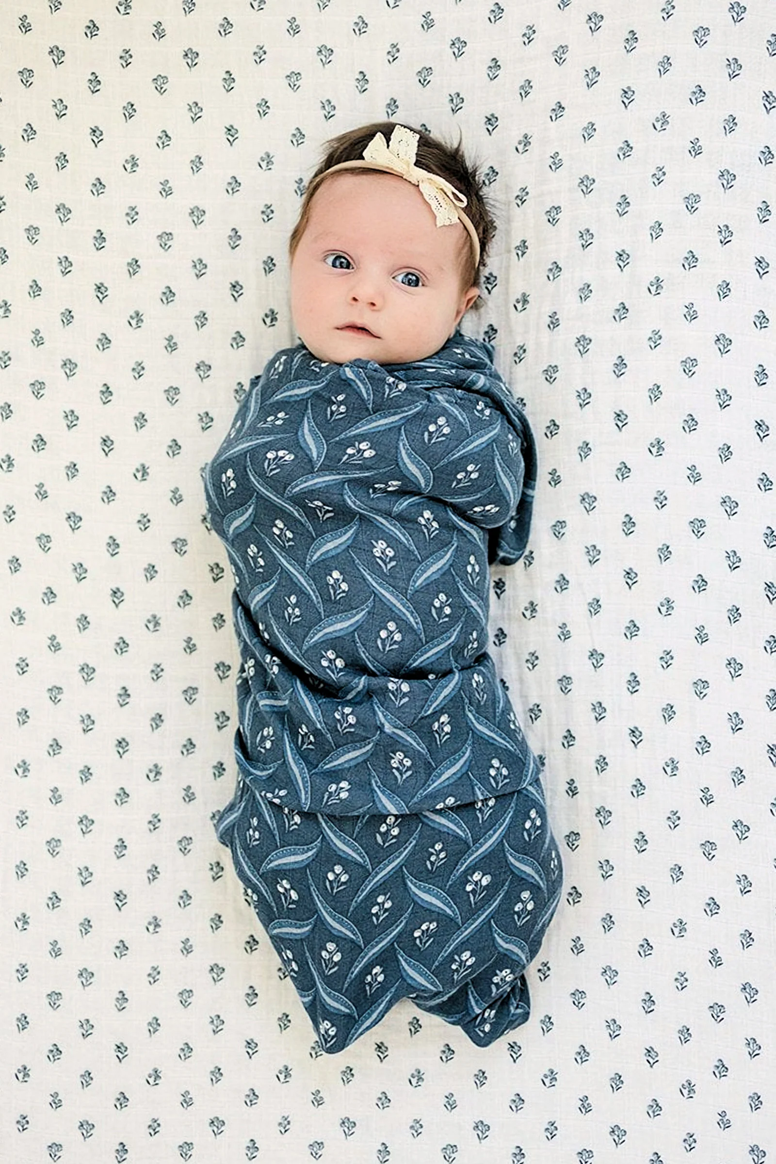 Mebie Baby Navy Berry Muslin Swaddle Blanket, 100% Cotton, Baby Essentials