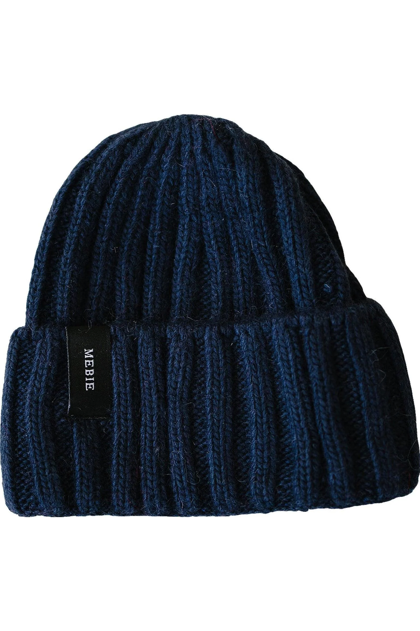Mebie Baby Navy Chunky Knit Beanie, 100% Angora Wool, Gender Neutral, Baby - Image 2