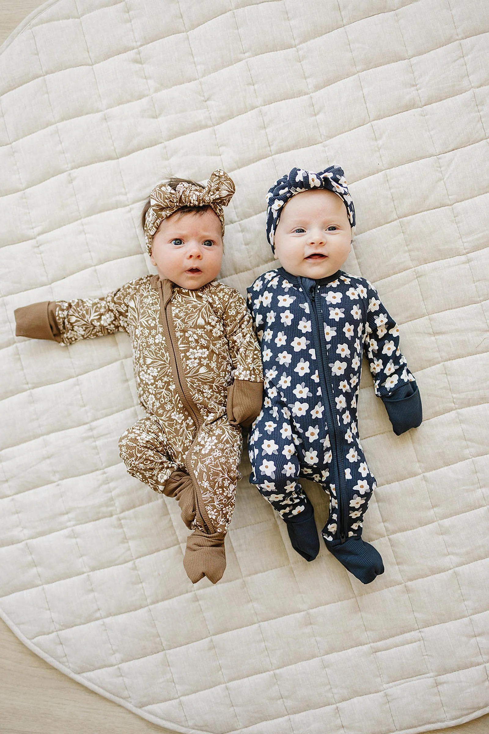 Mebie Baby Navy Daisy Ribbed Zipper Pajama, Bamboo Essentials, Baby - Image 3