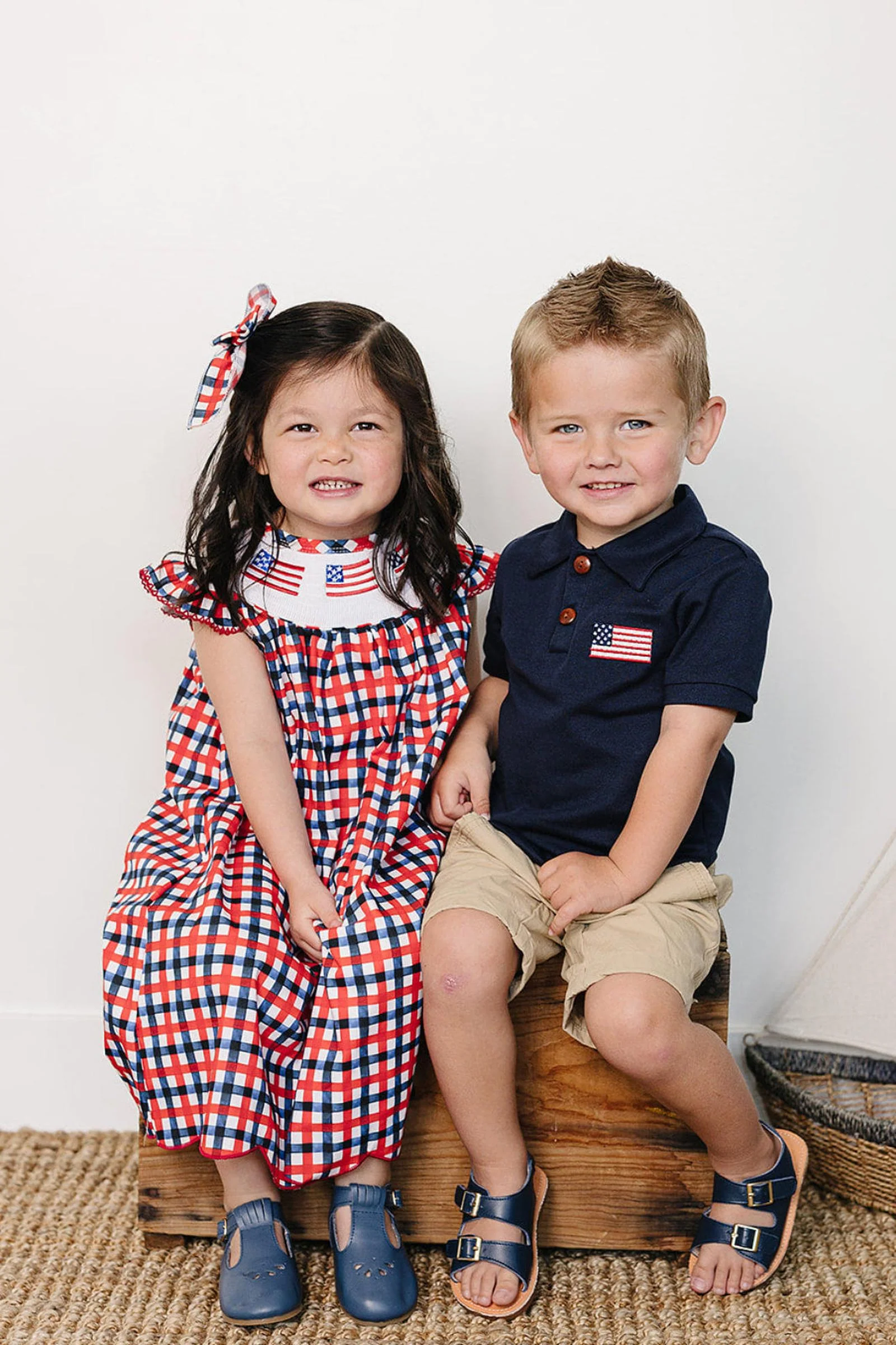 Navy Cotton Flag Polo, Kids - Image 4